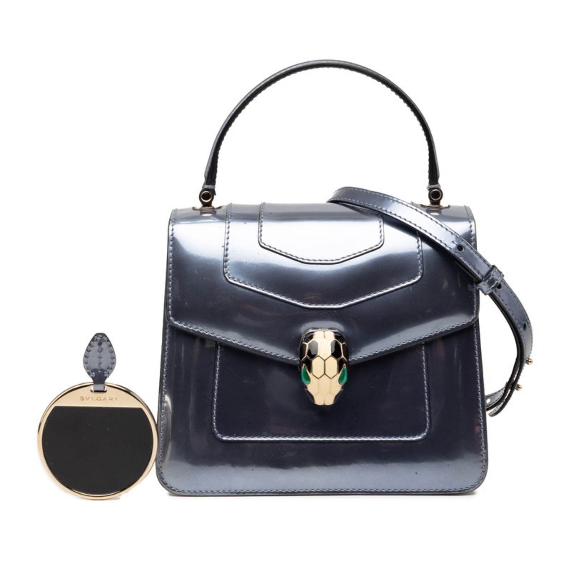 Bvlgari Silver Patent Leather Handbag Shoulder Bag (Pre-Owned)