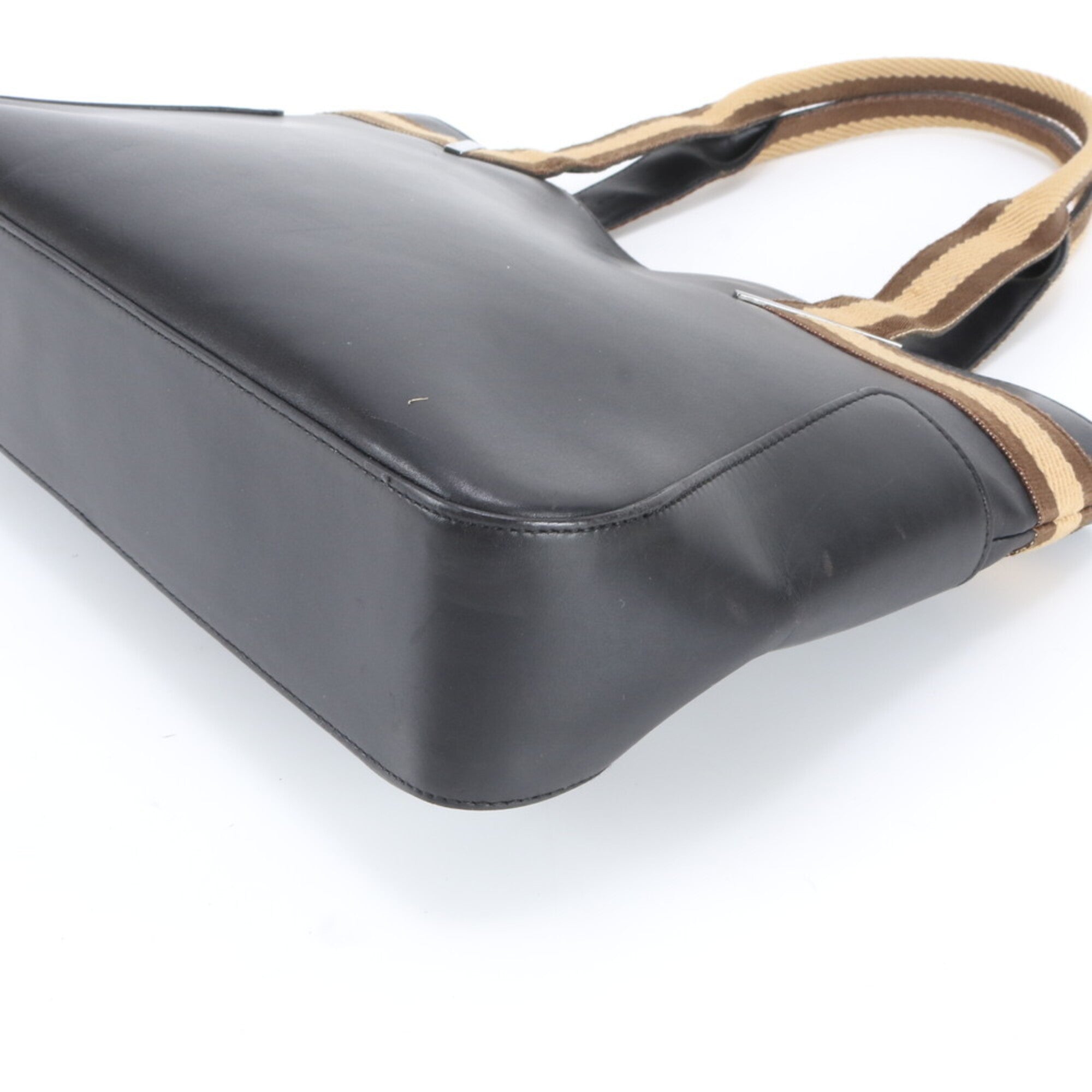 Gucci Black Brown Leather Handbag Tote Bag (Pre-Owned)