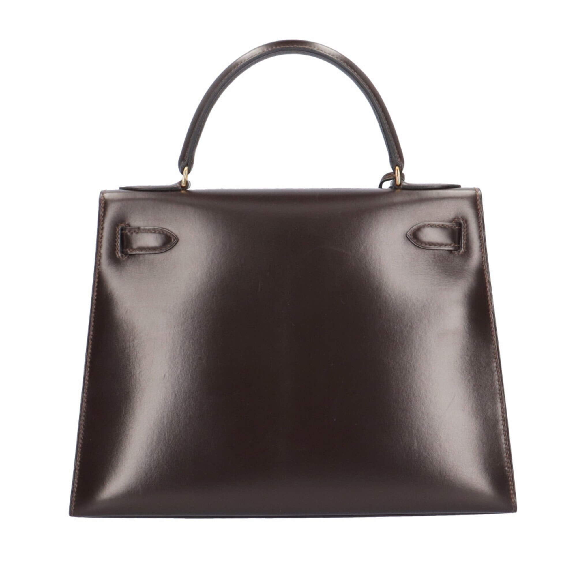 Hermes Brown Dark Brown Box Calf Leather Handbag (Pre-Owned)