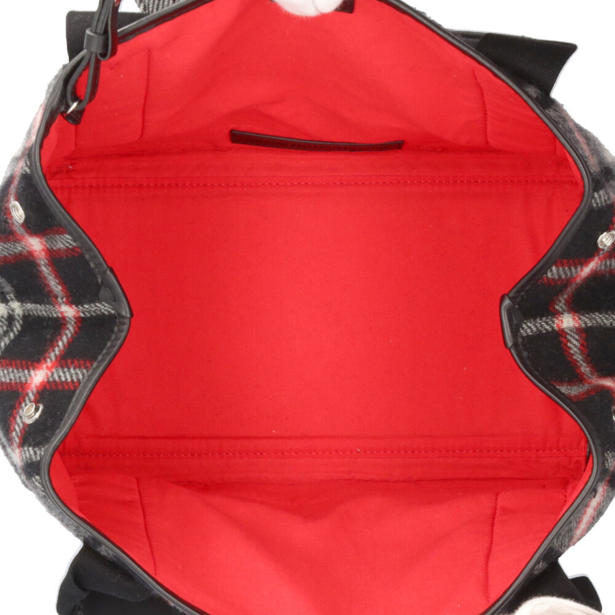 Balenciaga Black Red Color White Wool Handbag (Pre-Owned)
