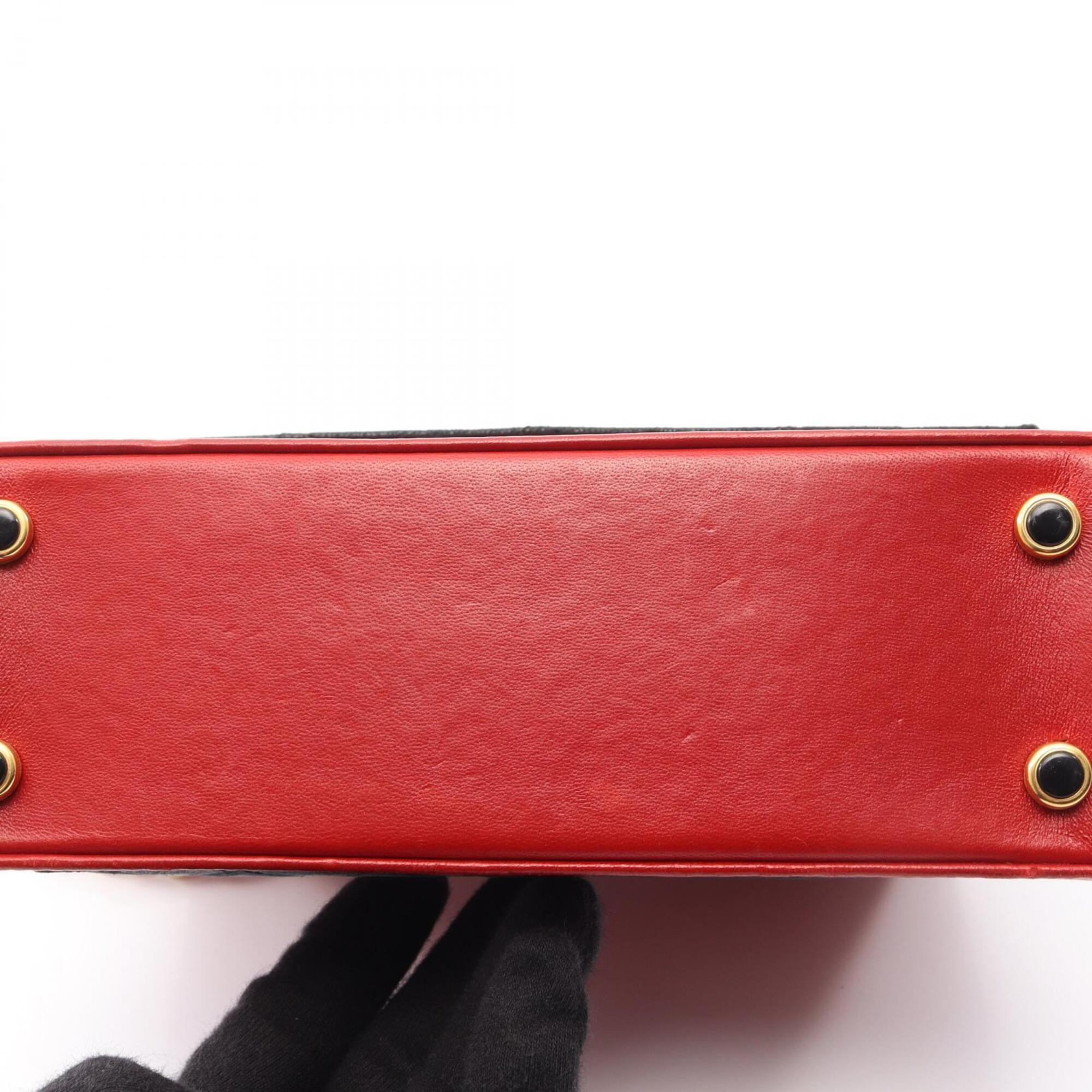 Chanel Black Red Color Leather Handbag Shoulder Bag (Pre-Owned)