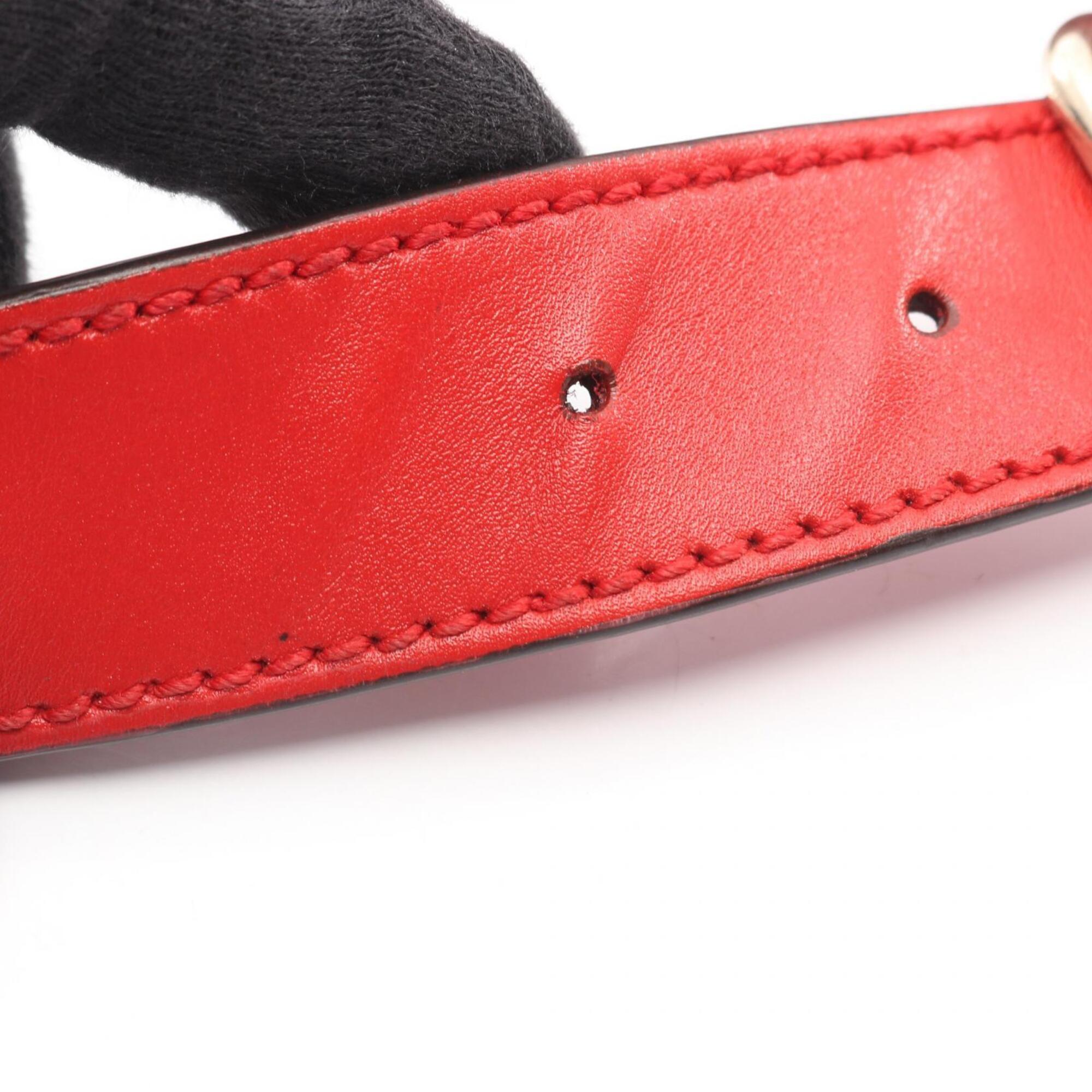 Gucci Red Color Leather Handbag Shoulder Bag (Pre-Owned)