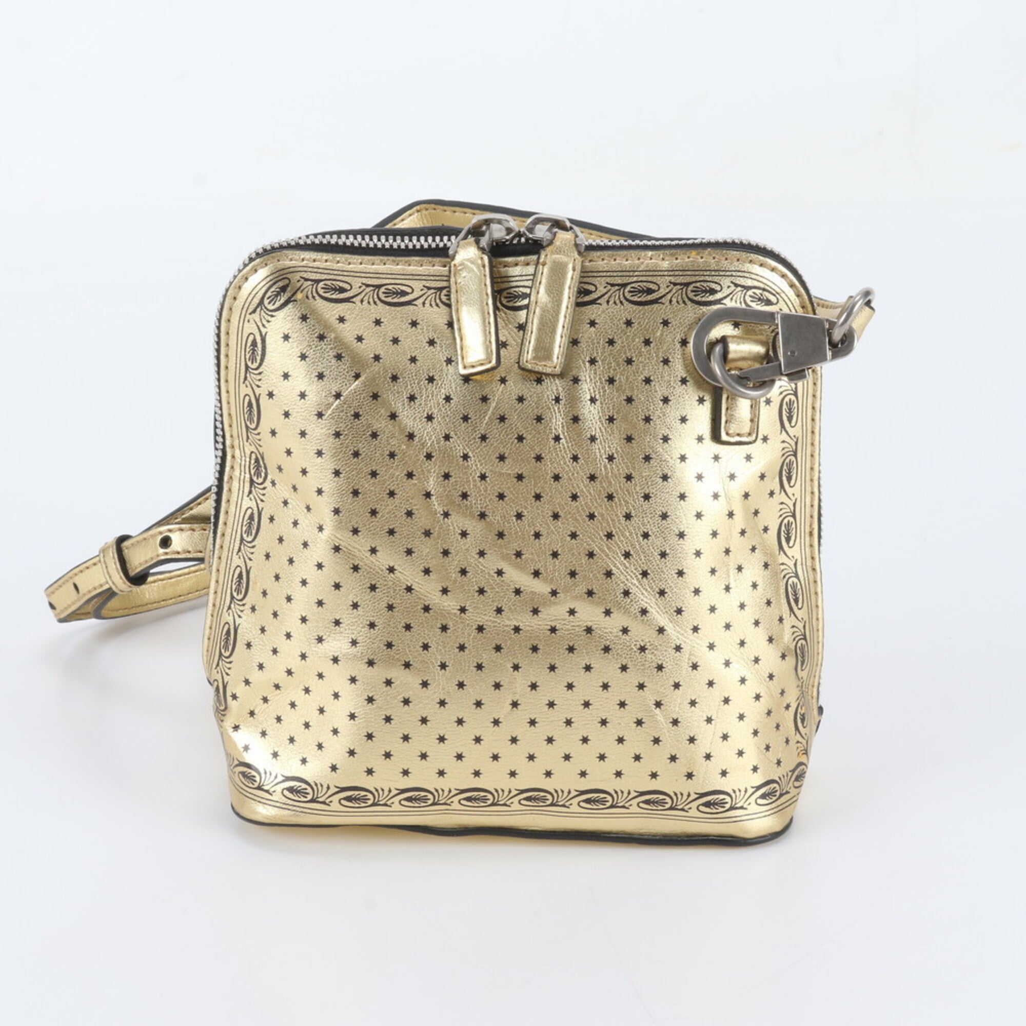 Gucci Black Gold Leather Shoulder Bag (Pre-Owned)