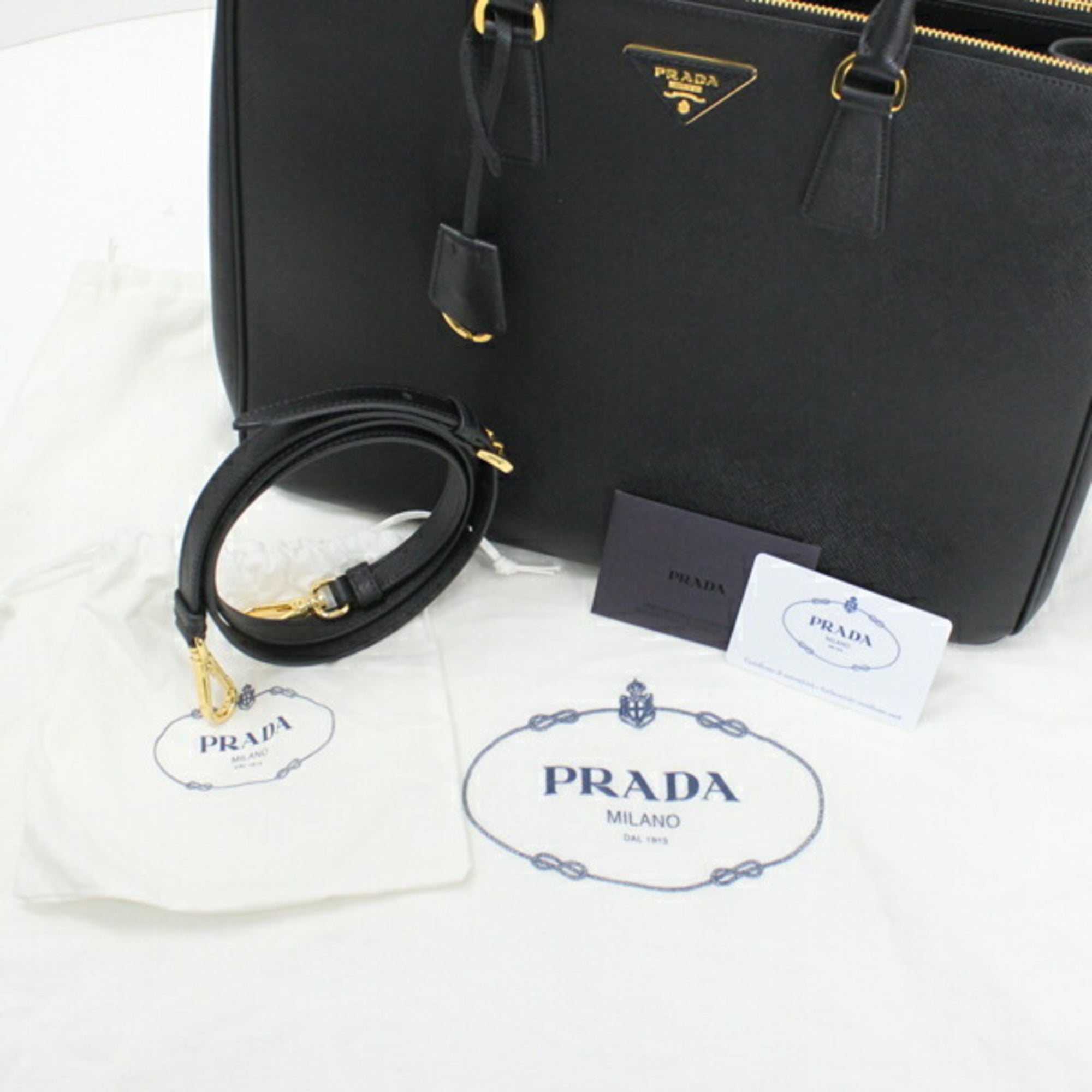 Prada Black Nero Saffiano Lux Handbag Shoulder Bag Tote Bag (Pre-Owned)