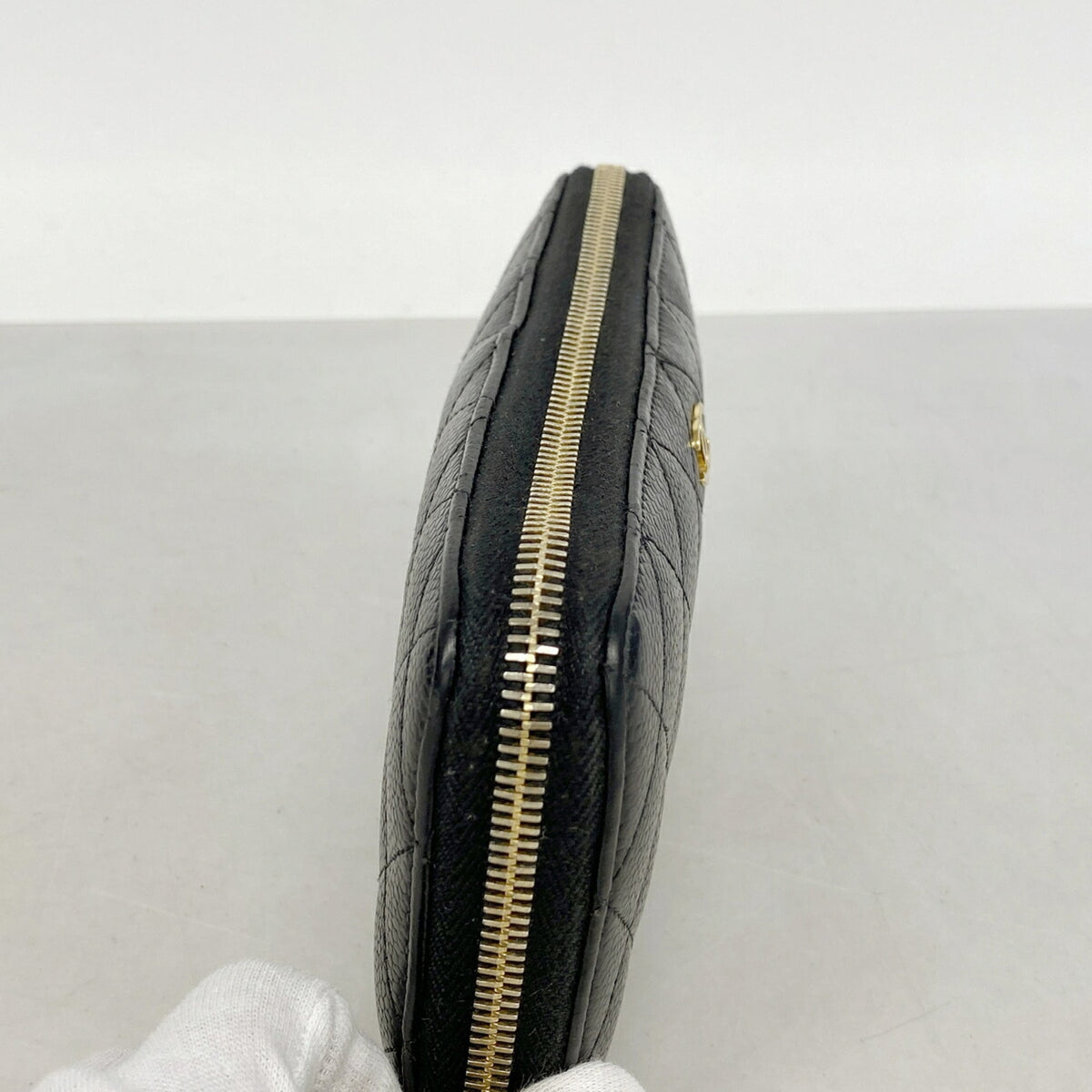 Chanel Black Grained Calfskin Long Wallet (Bi-Fold) (Pre-Owned)