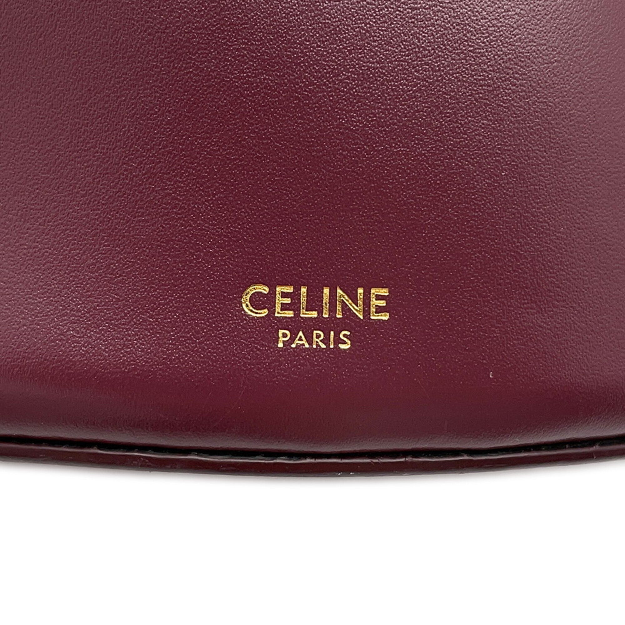 Celine Bordeaux Leather Handbag Shoulder Bag (Pre-Owned)