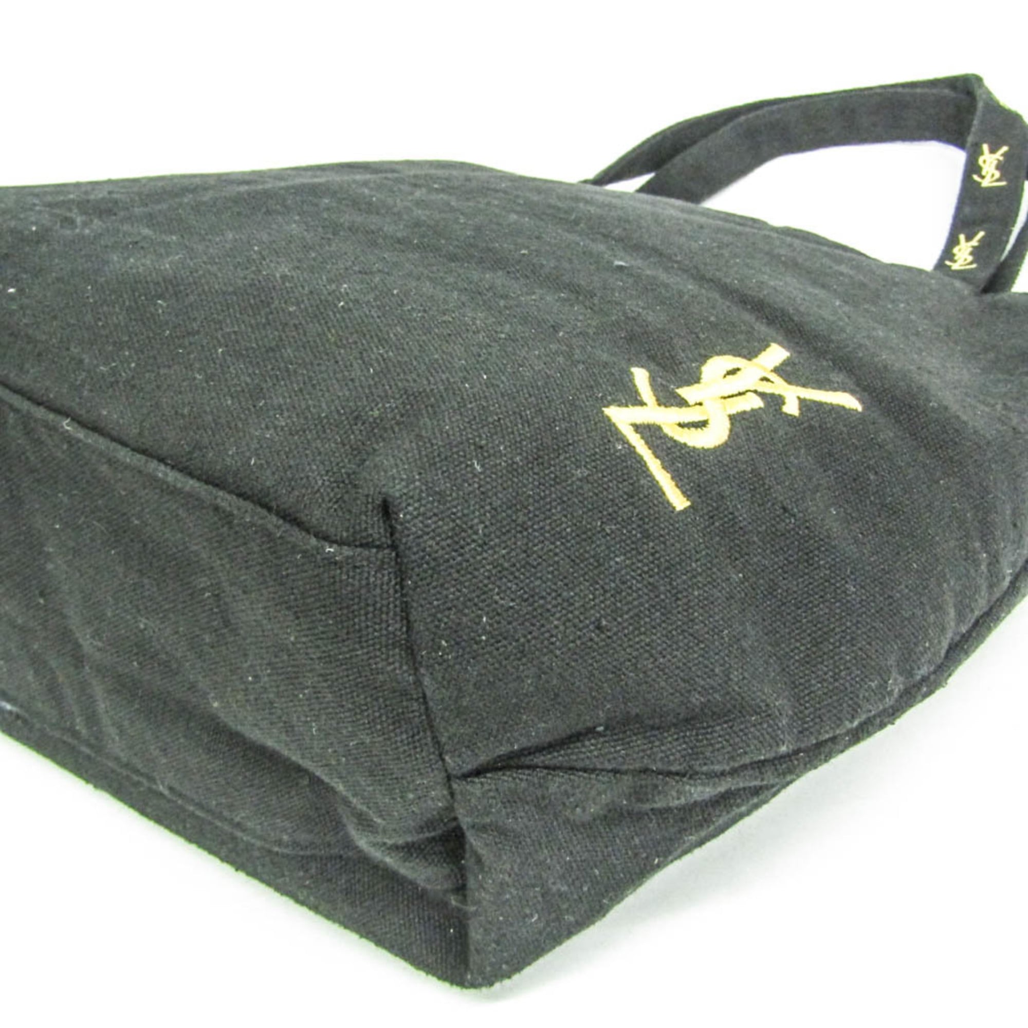 Yves Saint Laurent Black Canvas Handbag Tote Bag (Pre-Owned)