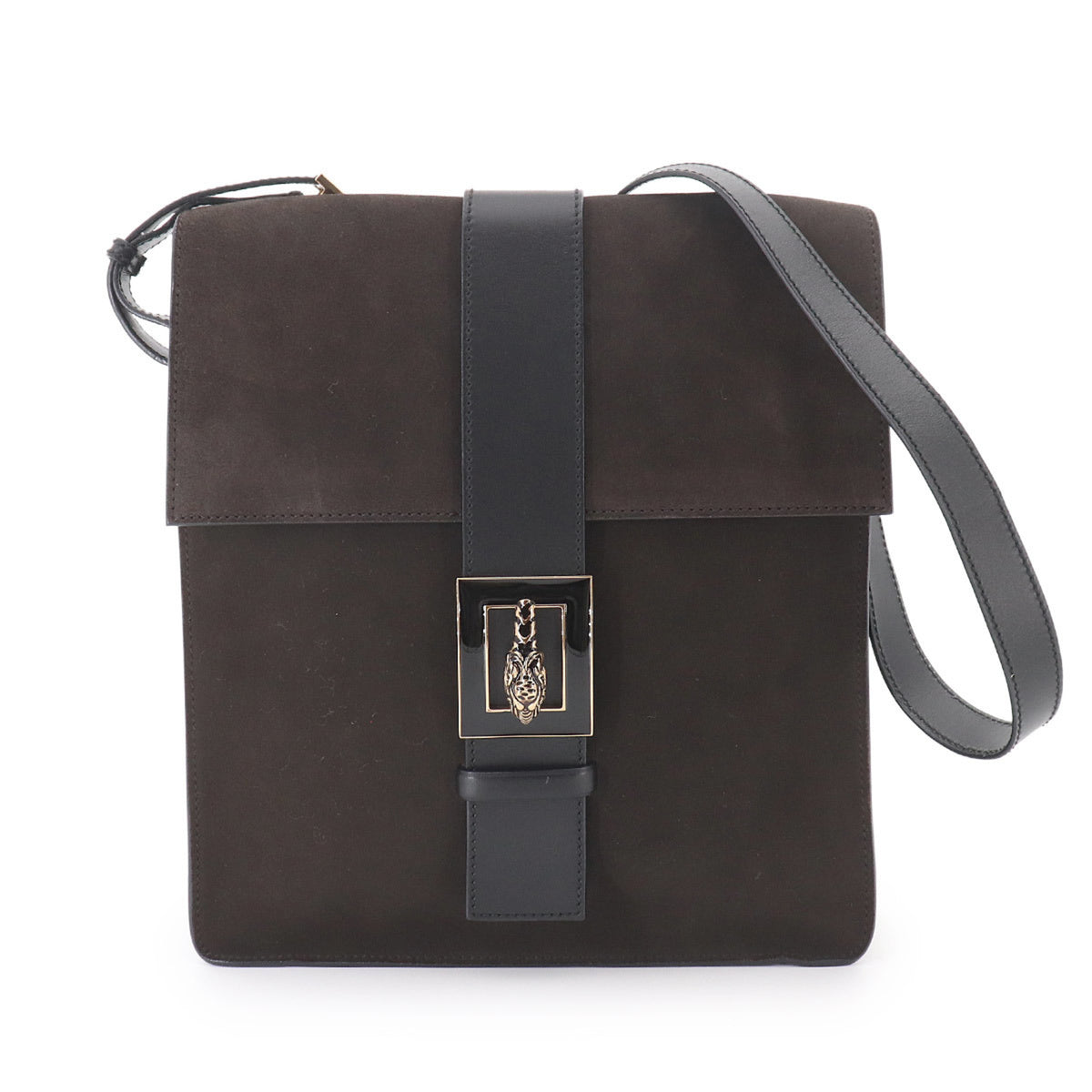 Gucci Black Brown Suede Leather Shoulder Bag (Pre-Owned)