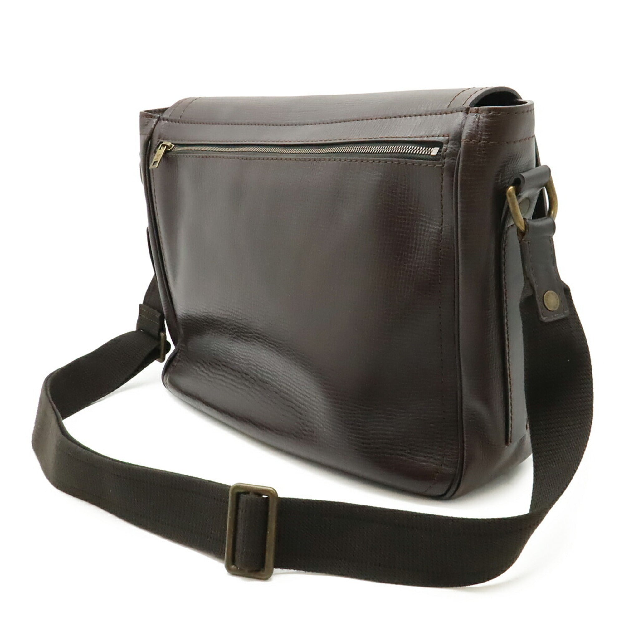 Louis Vuitton Coffee Leather Messenger Bag Shoulder Bag (Pre-Owned)