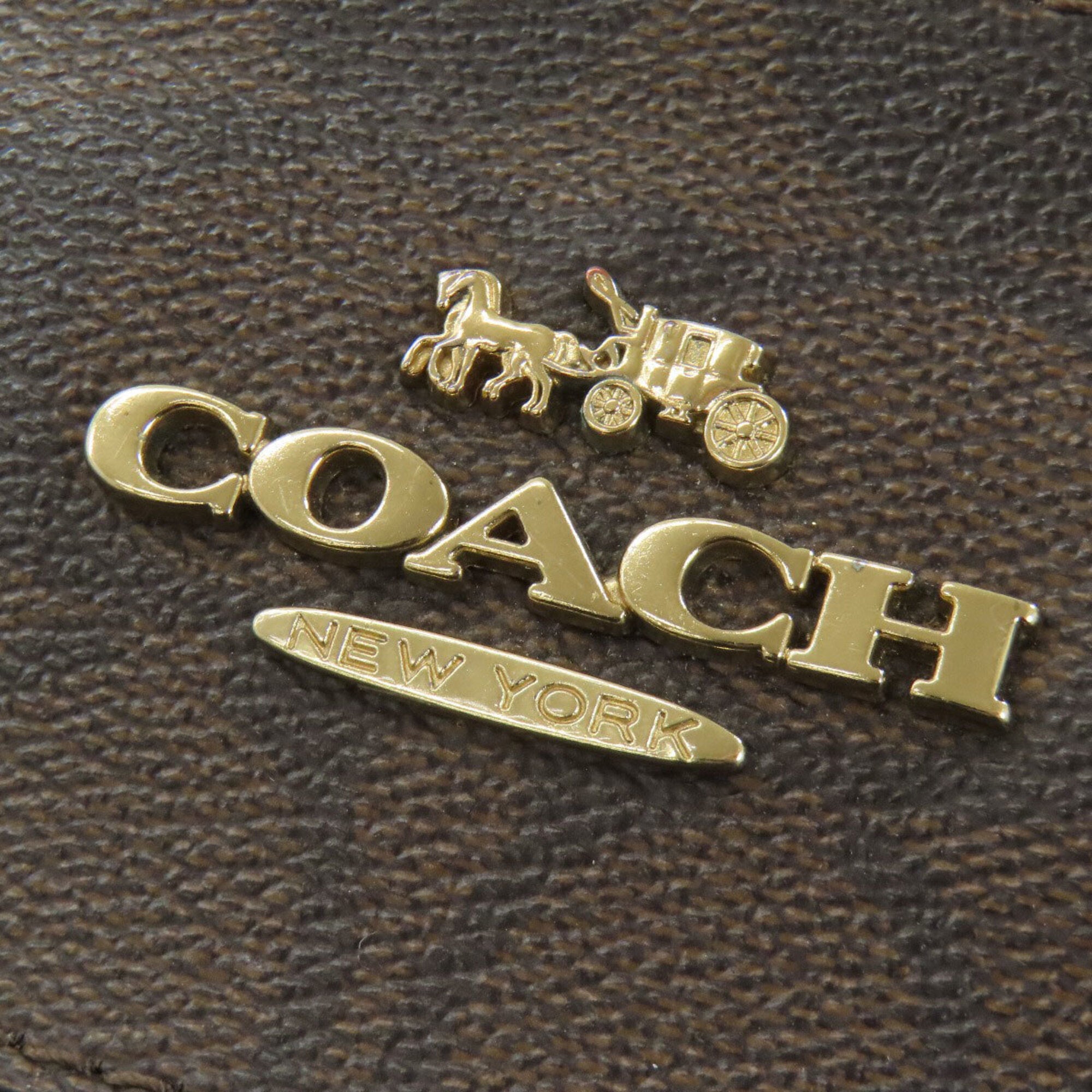 Coach Signature Brown Signature Line Shoulder Bag (Pre-Owned)
