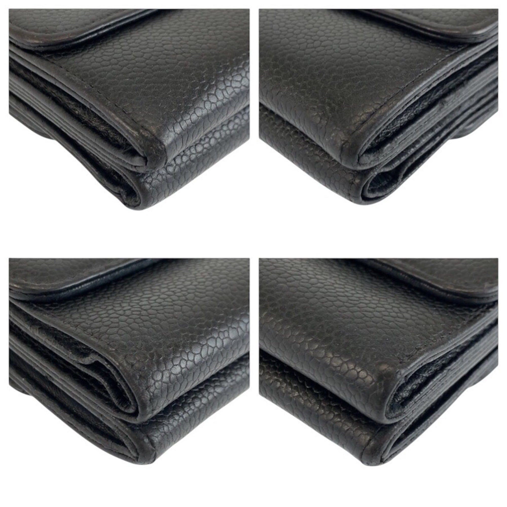 Chanel Black Leather Wallet (Tri-Fold) (Pre-Owned)
