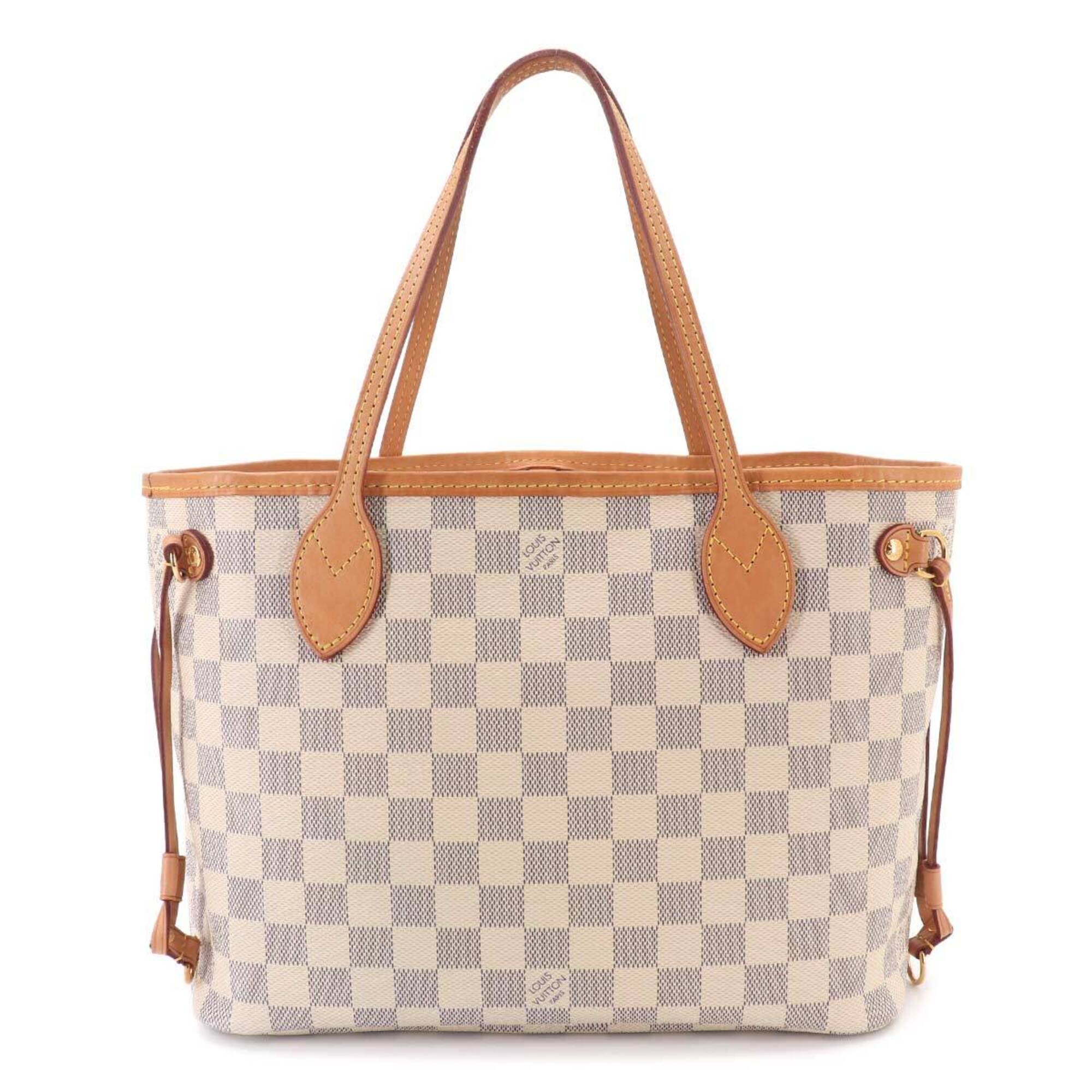 Louis Vuitton Damier Azur White Faux Leather Handbag Pouch Tote Bag (Pre-Owned)