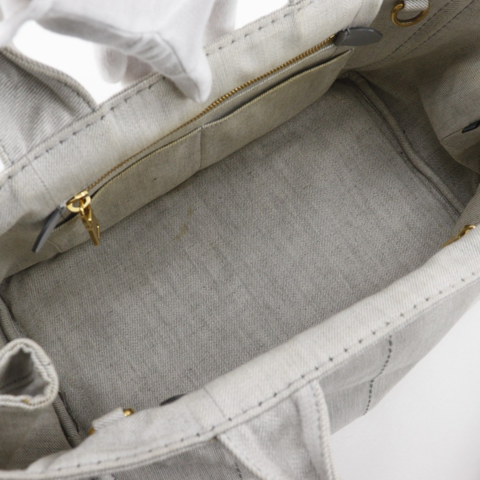 Prada Light Gray Denim Handbag (Pre-Owned)