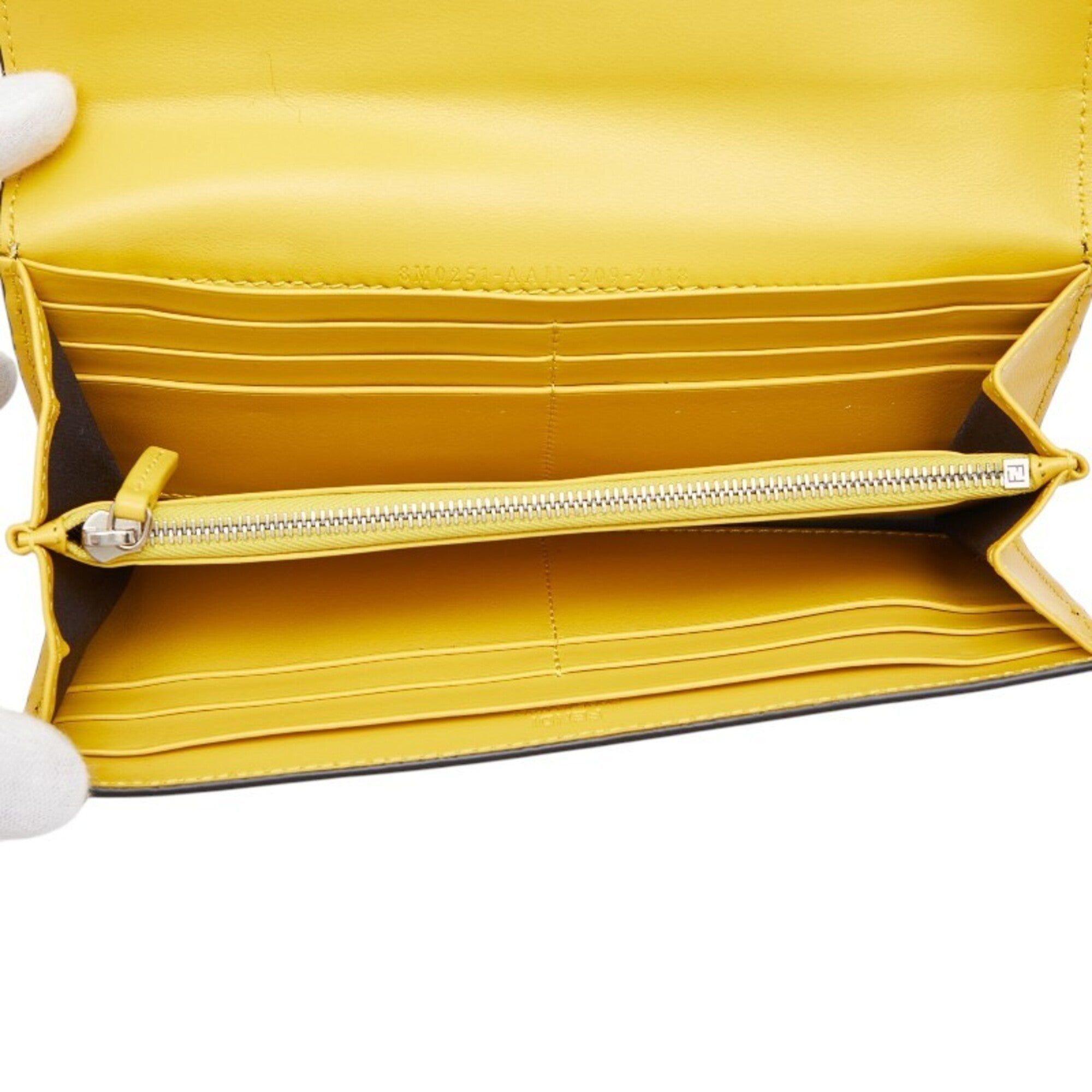 Fendi Brown Yellow Leather Long Wallet (Bi-Fold) (Pre-Owned)