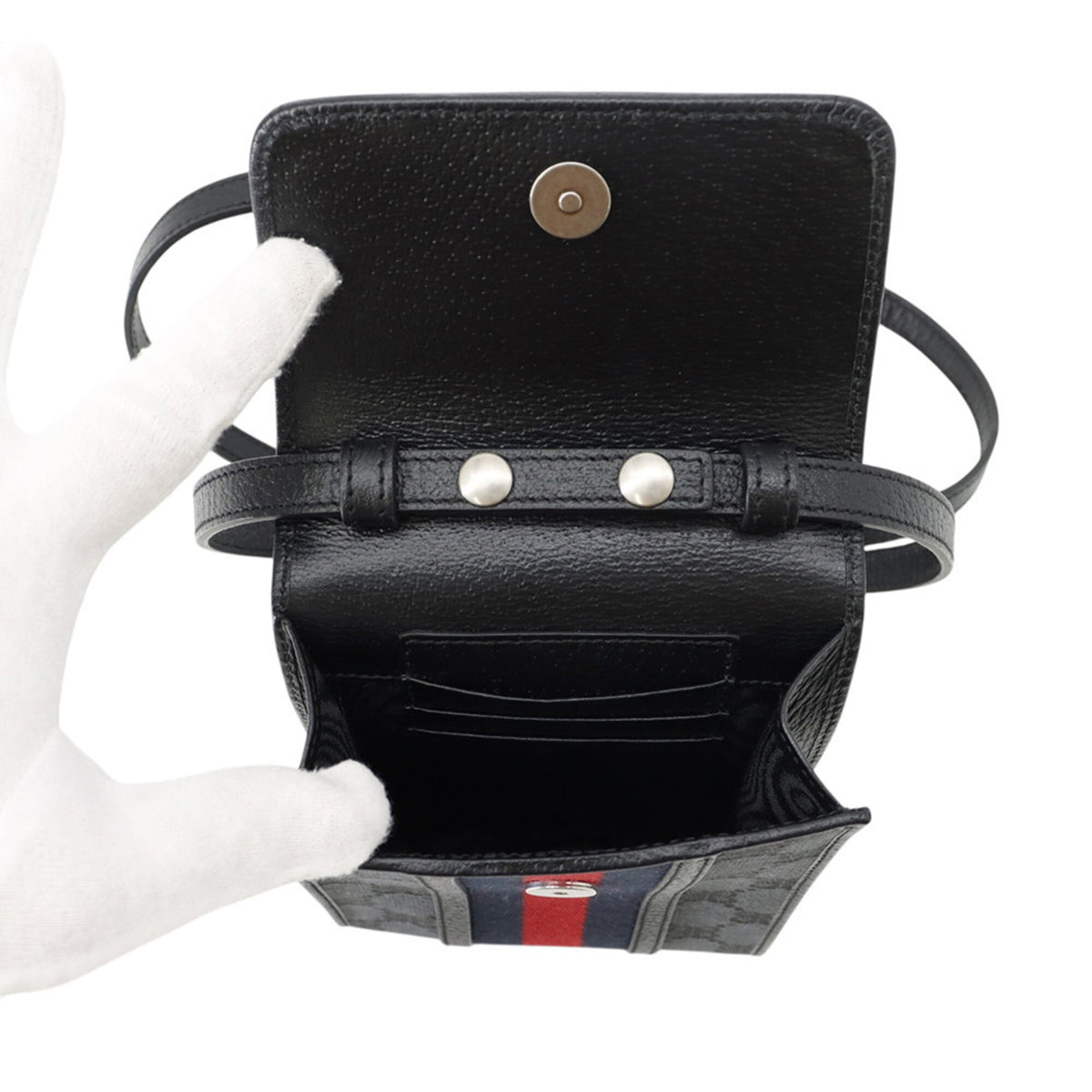 Balenciaga Black Navy Red Color Canvas Leather Handbag Pouch Shoulder Bag (Pre-Owned)