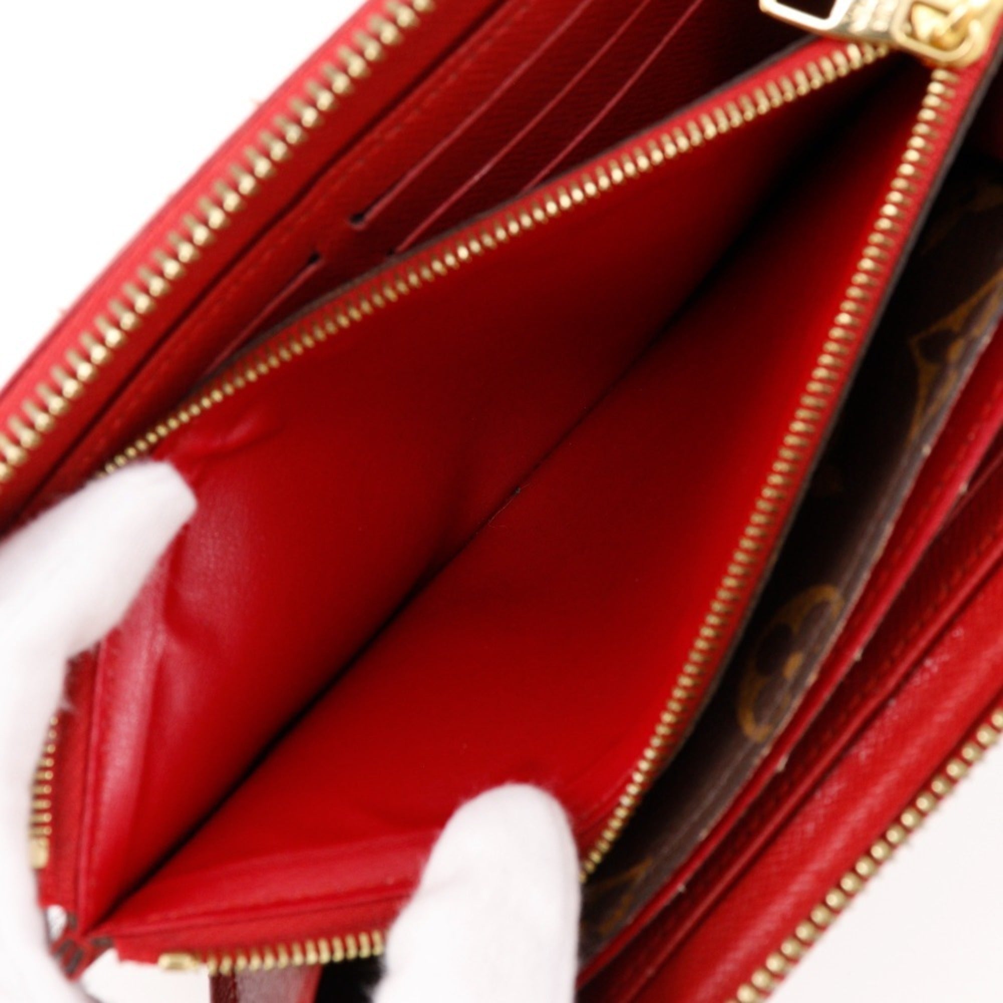 Louis Vuitton Monogram Brown Cerise Red Color Monogram Long Wallet (Bi-Fold) (Pre-Owned)