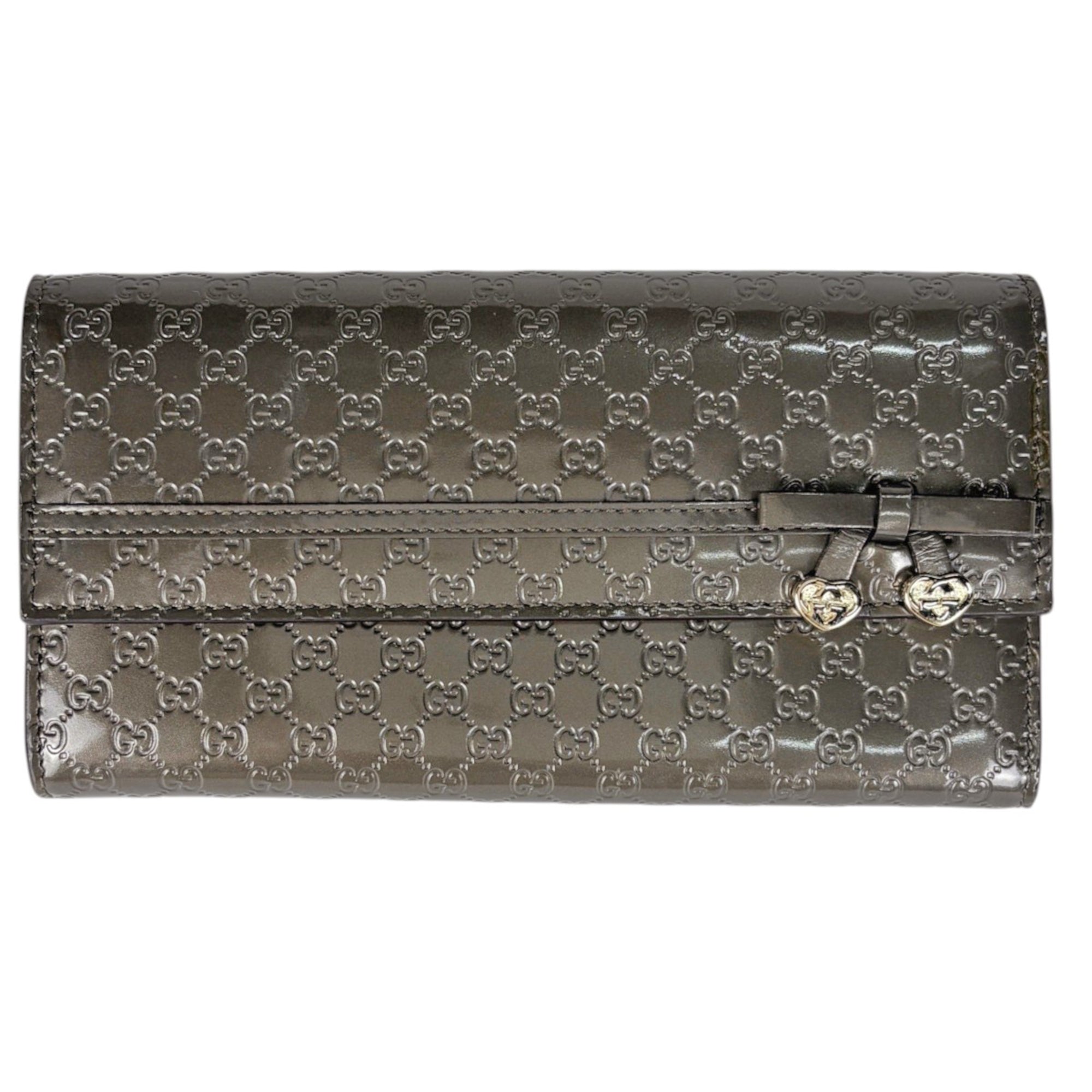 Gucci Microguccissima Grayish Patent Leather Long Wallet (Bi-Fold) (Pre-Owned)
