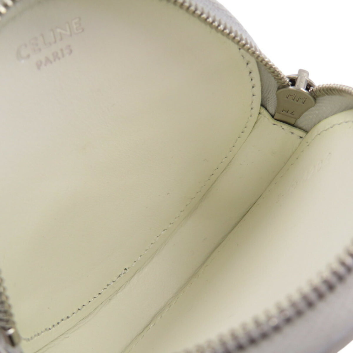 Celine Silver White Leather Coin Purse/Coin Case (Pre-Owned)