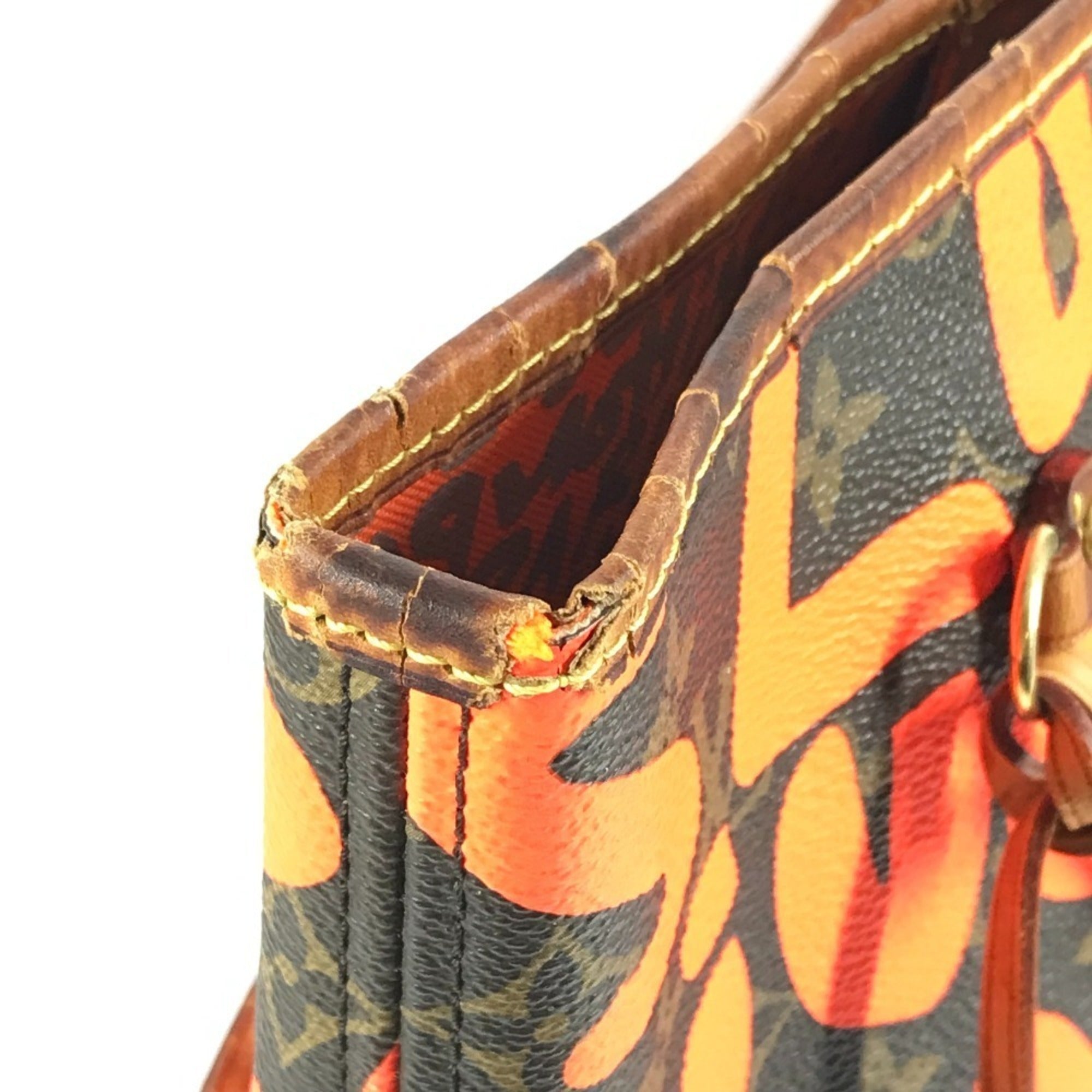 Louis Vuitton Brown Galle Orange Monogram Graffiti Shoulder Bag Tote Bag (Pre-Owned)
