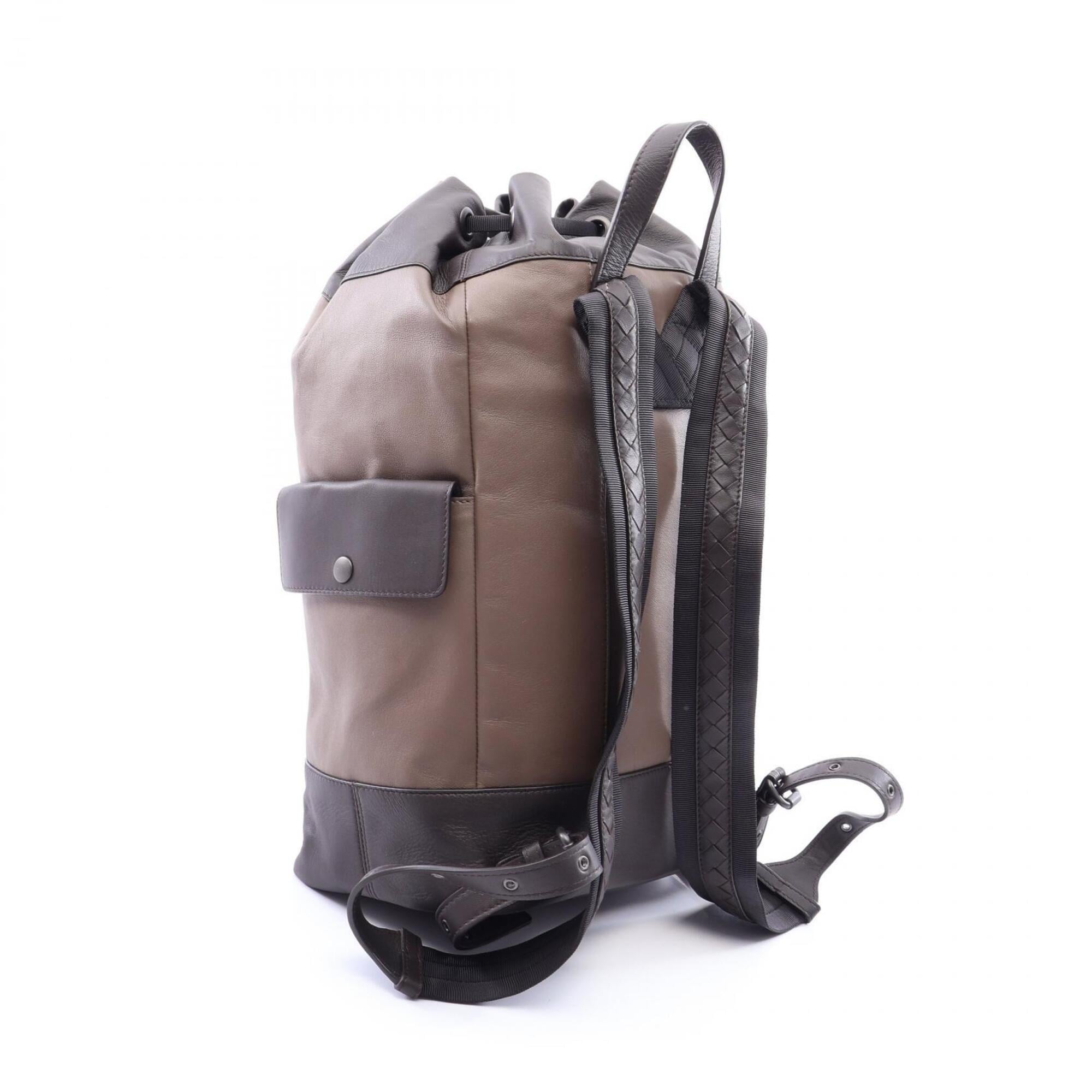 Bottega Veneta Intrecciato Brown Gray Multi-Color Leather Backpack (Pre-Owned)