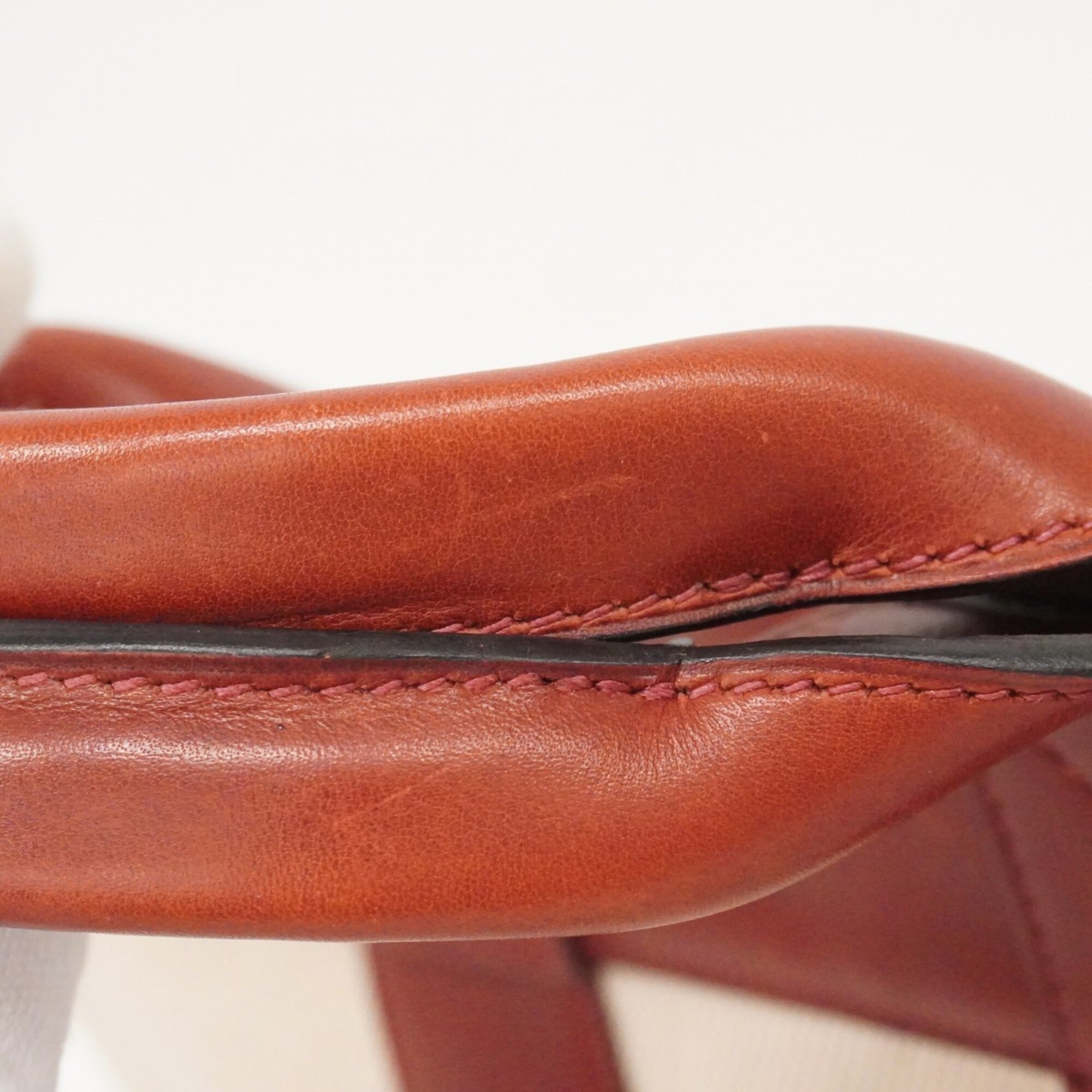 Hermes Bordeaux Toile H Leather Handbag (Pre-Owned)