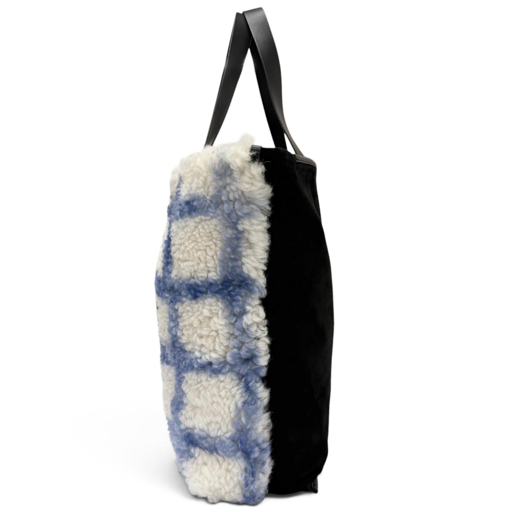 Marni Black Blue White Leather Tote Bag (Pre-Owned)