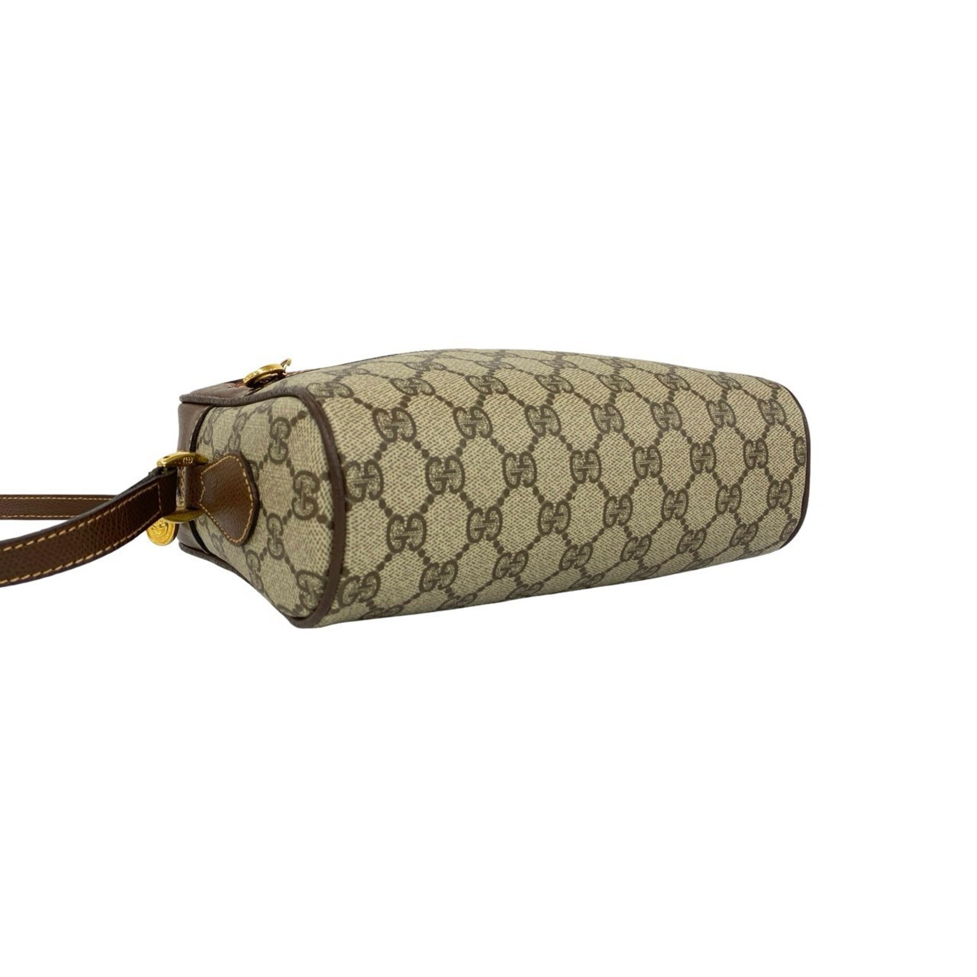 Gucci Brown Green Red Color Leather Pvc Shoulder Bag (Pre-Owned)