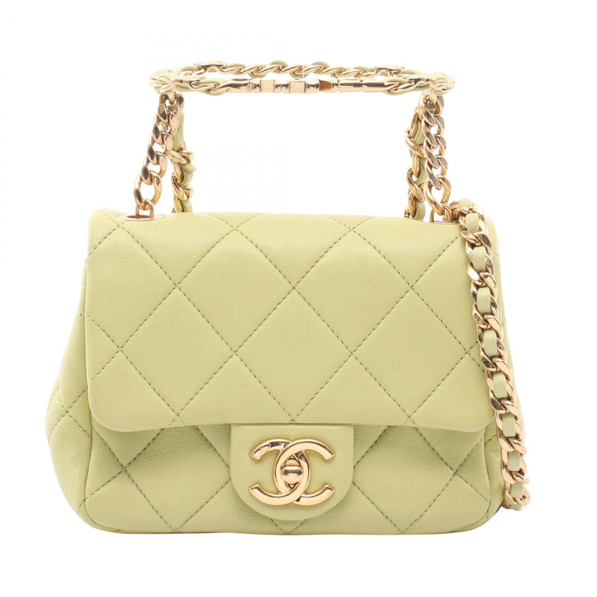 Chanel Green Leather Handbag Shoulder Bag (Pre-Owned)
