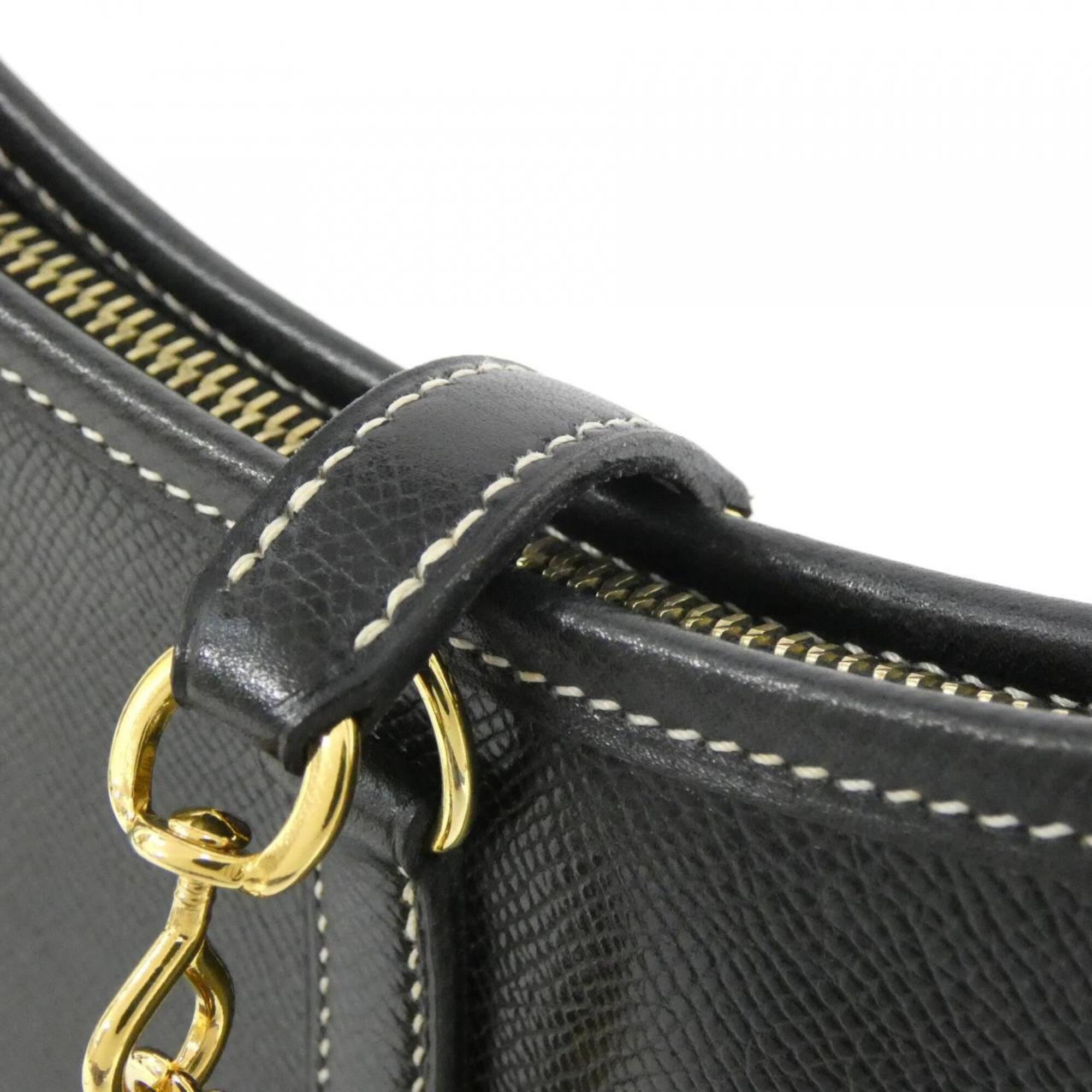 Hermes Black Lisse Leather Shoulder Bag (Pre-Owned)