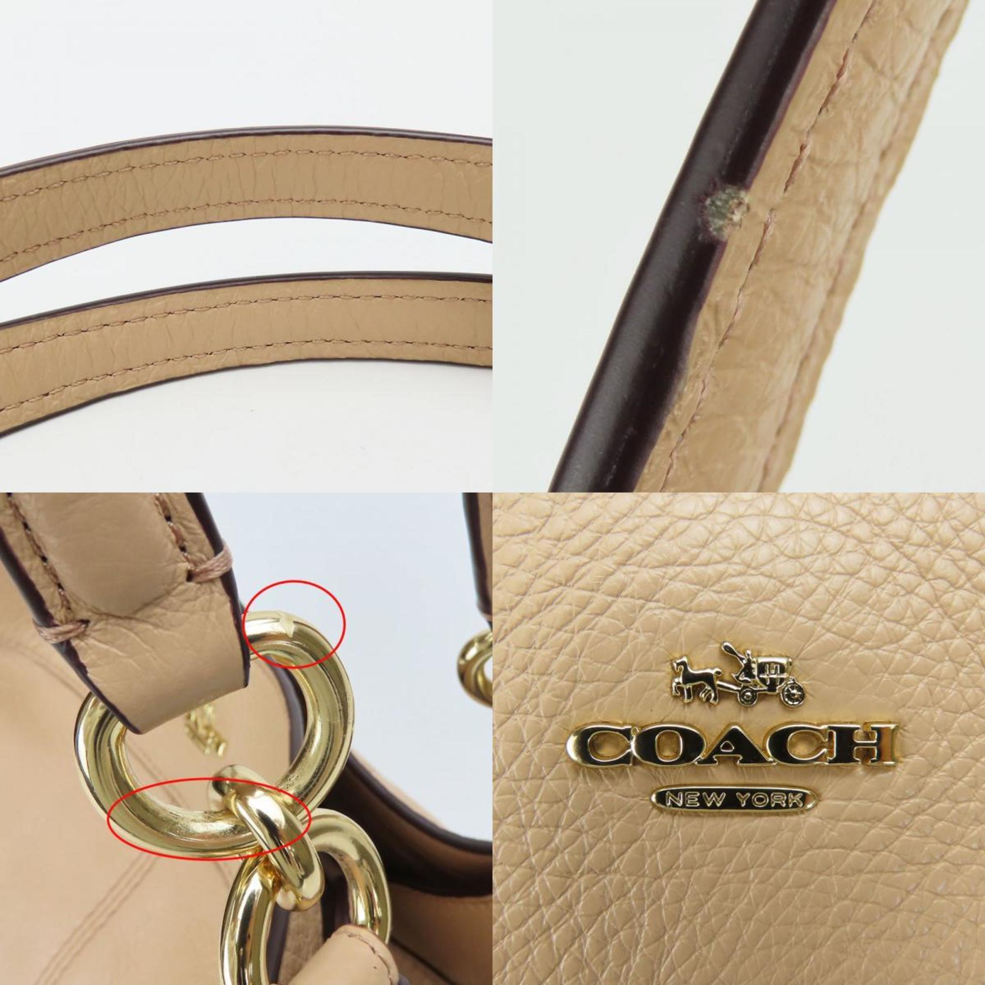 Coach Pink Beige Leather Tote Bag (Pre-Owned)