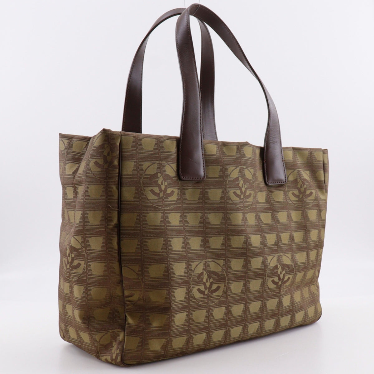 Chanel Khaki Nylon Canvas Tote Bag (Pre-Owned)