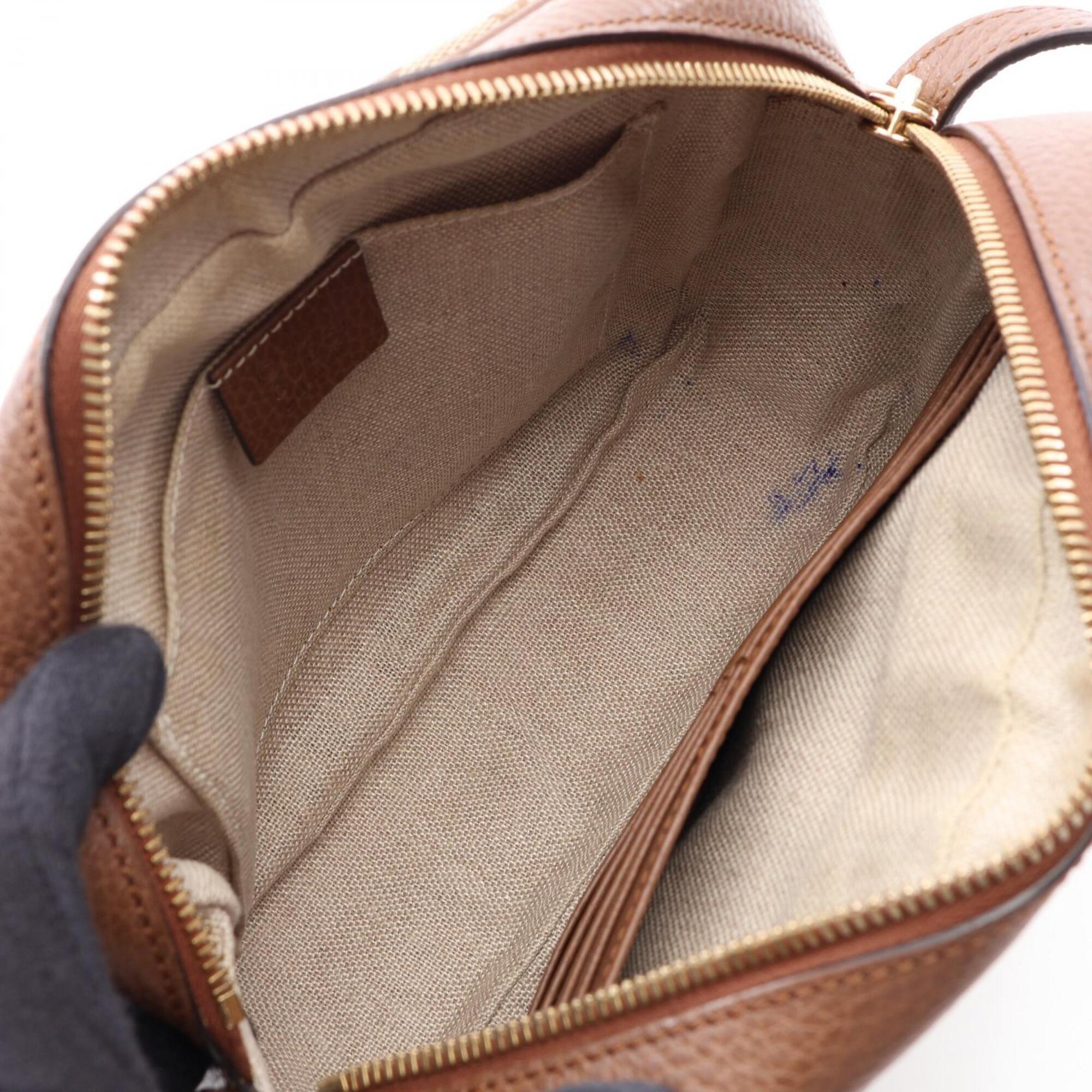 Gucci Beige Brown Gg Canvas Leather Handbag Shoulder Bag (Pre-Owned)