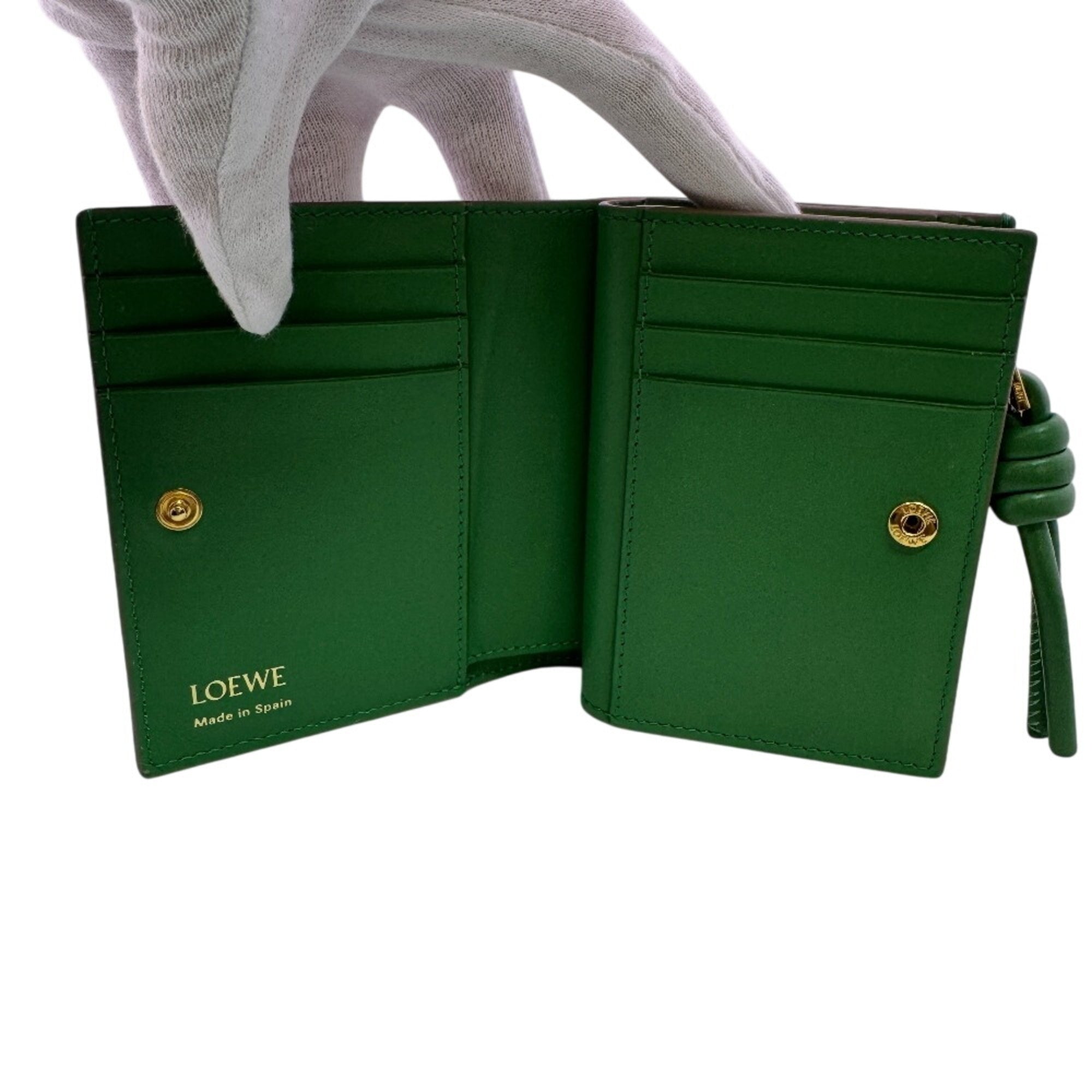 Loewe Beige Green Leather Wallet (Bi-Fold) (Pre-Owned)