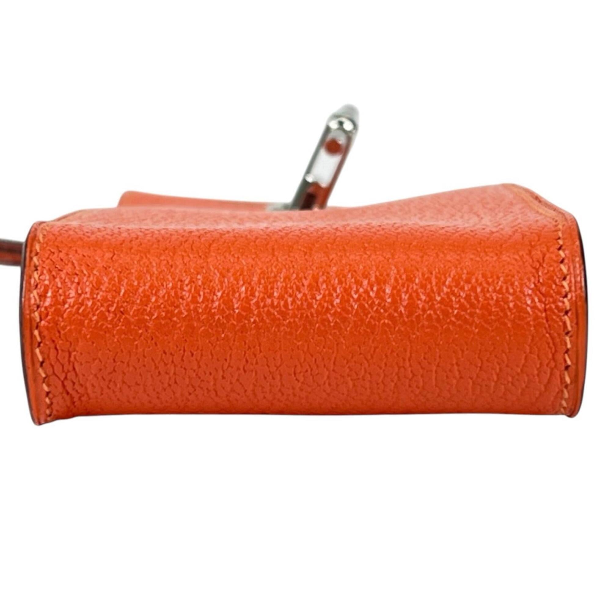 Hermes Orange Chevre Myzore Leather Pouch (Pre-Owned)