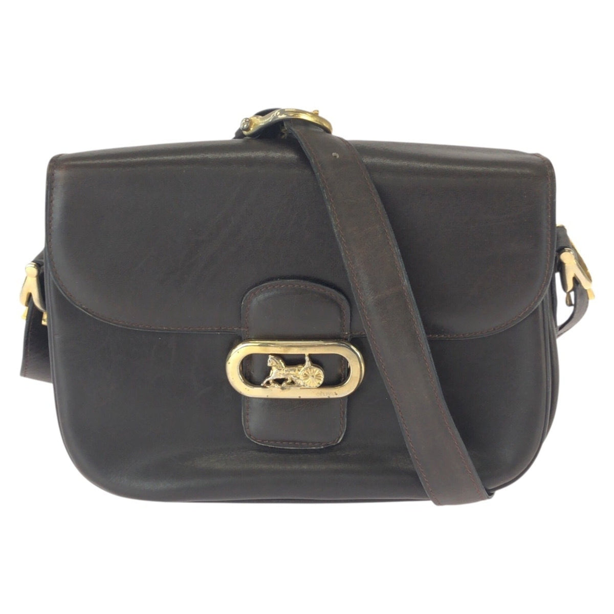Celine Brown Dark Brown Leather Pochette Shoulder Bag (Pre-Owned)