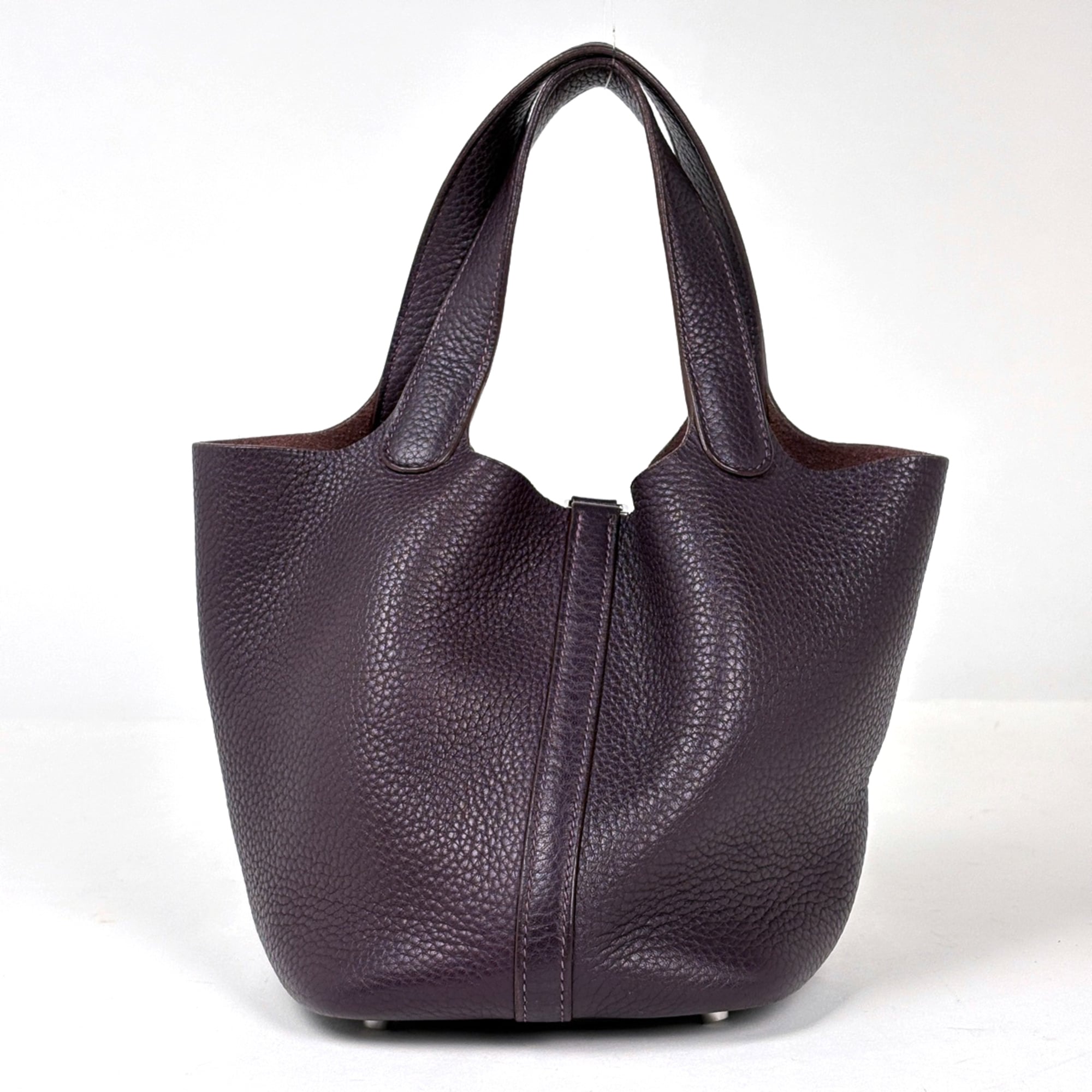Hermes Raisin Taurillon Clemence Leather Handbag (Pre-Owned)