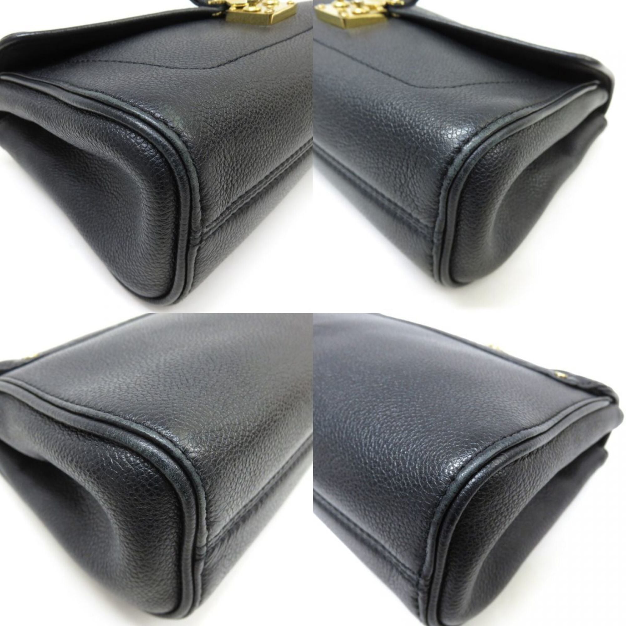Louis Vuitton Noir Leather Shoulder Bag (Pre-Owned)