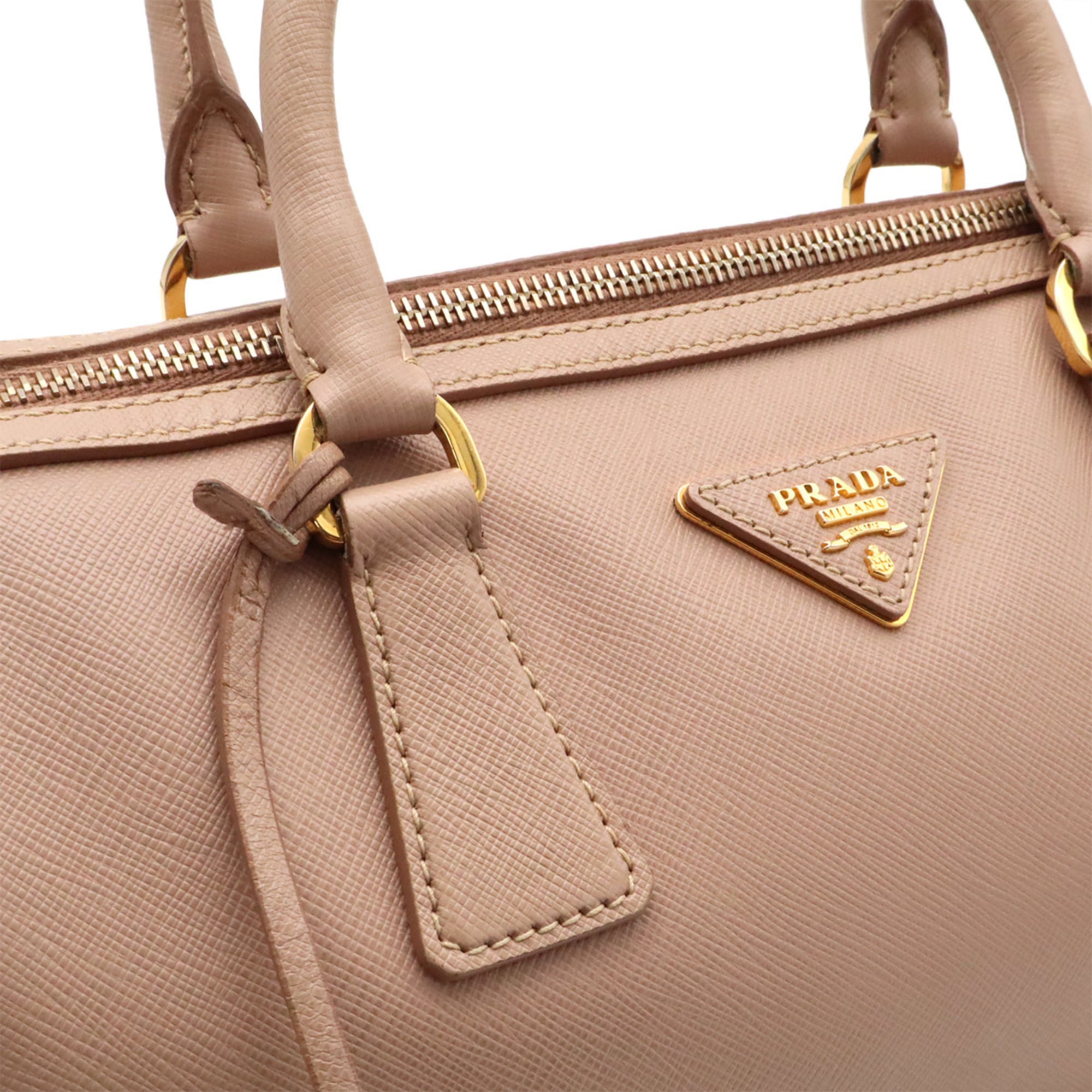Prada Beige Pink Beige Saffiano Handbag Shoulder Bag (Pre-Owned)