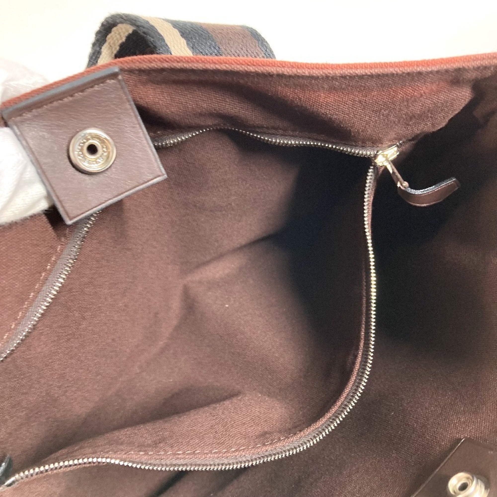 Hermes Brown Cotton Handbag Tote Bag (Pre-Owned)