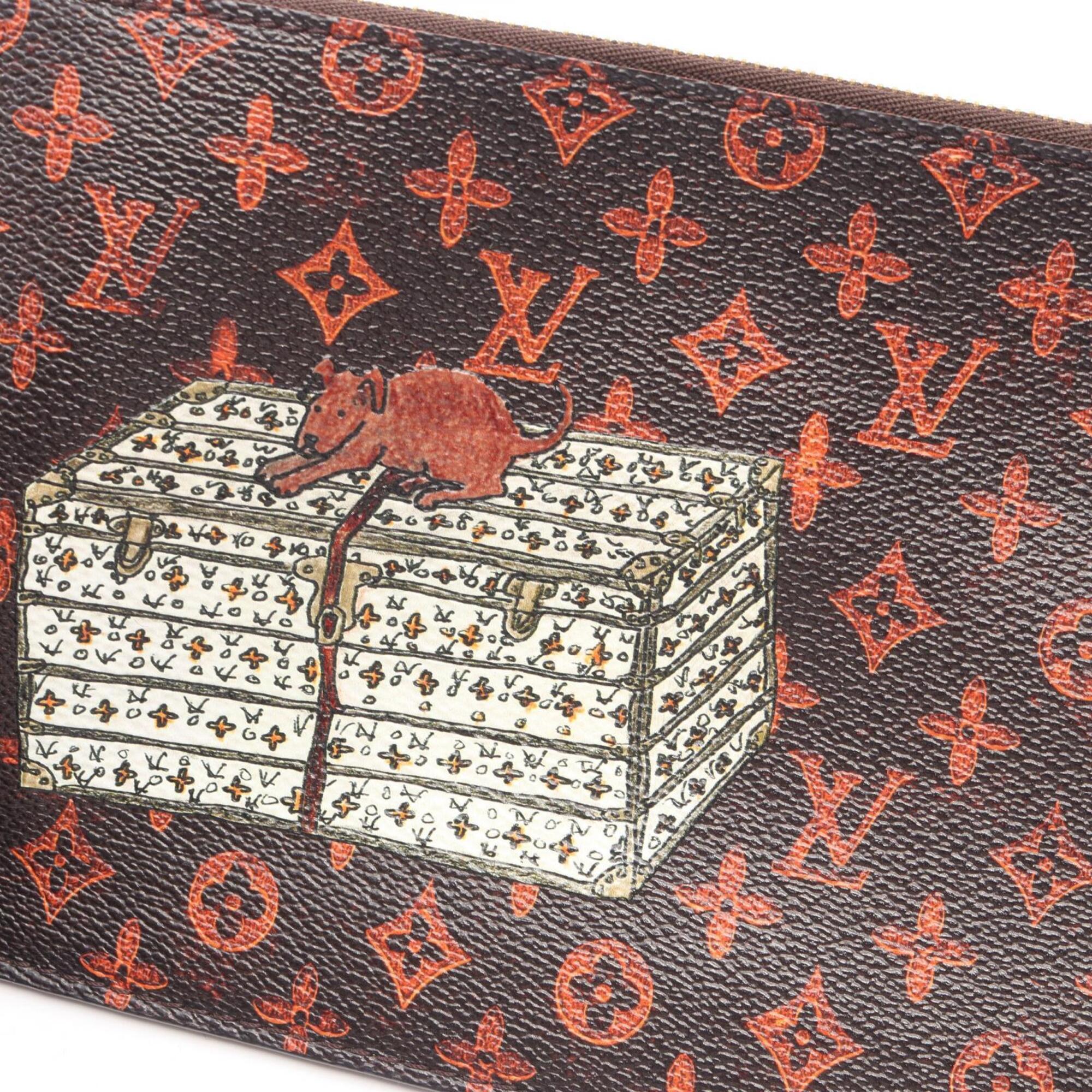 Louis Vuitton Brown Coated Canvas Leather Handbag Pouch Tote Bag (Pre-Owned)
