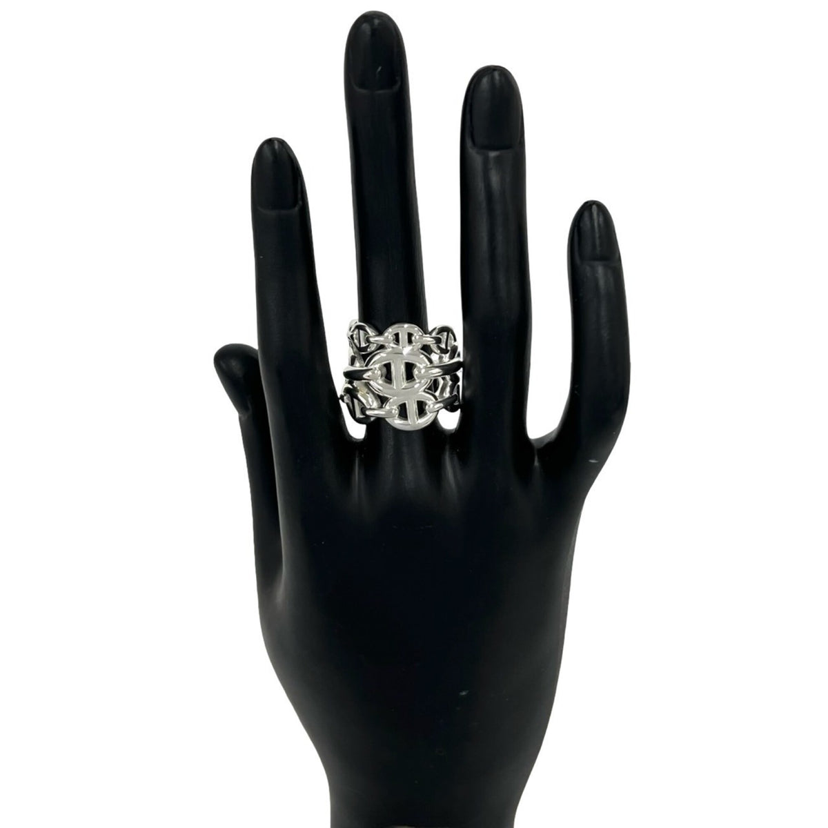 Hermes Silver Silver 925 Band Ring (Pre-Owned)