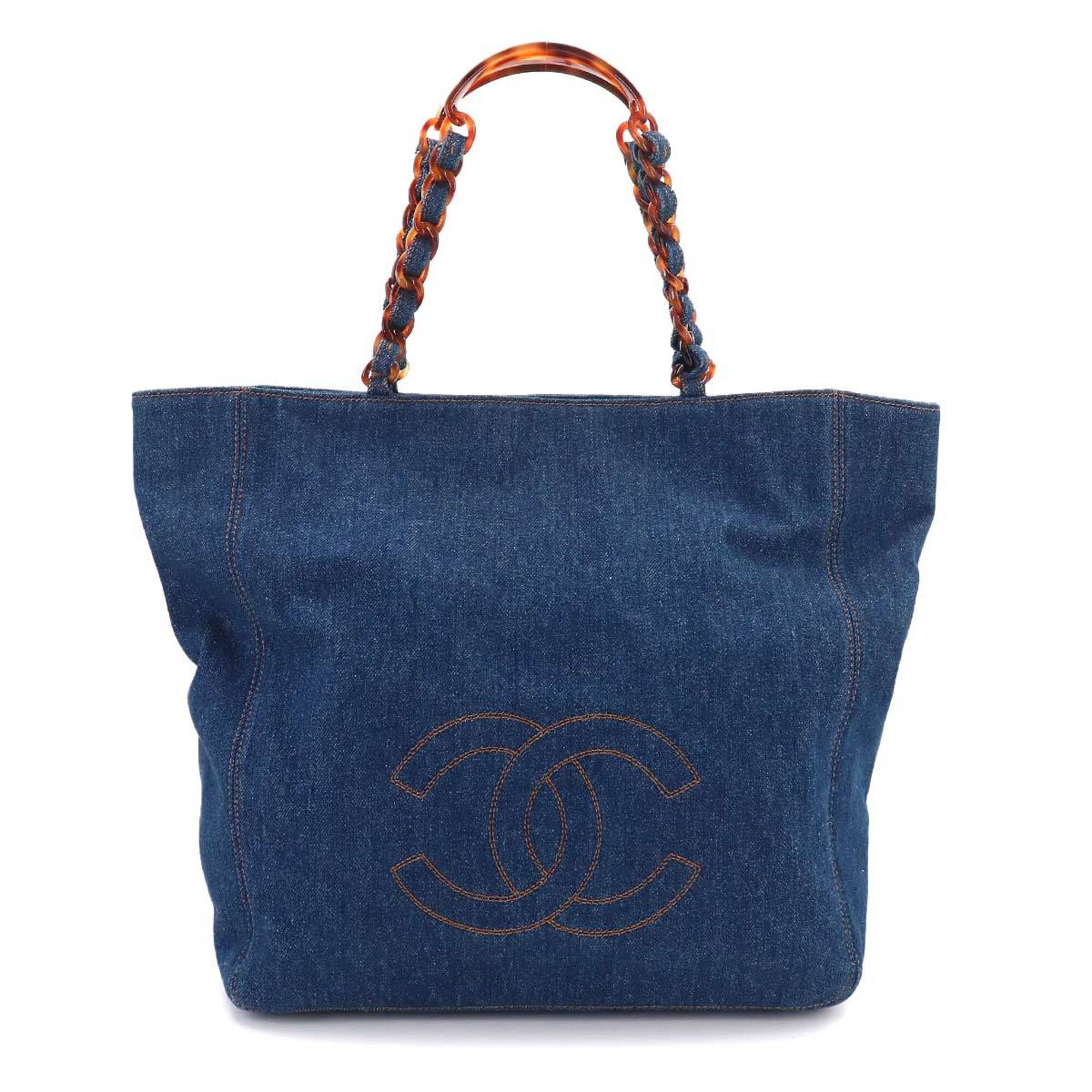 Chanel Blue Denim Handbag Tote Bag (Pre-Owned)