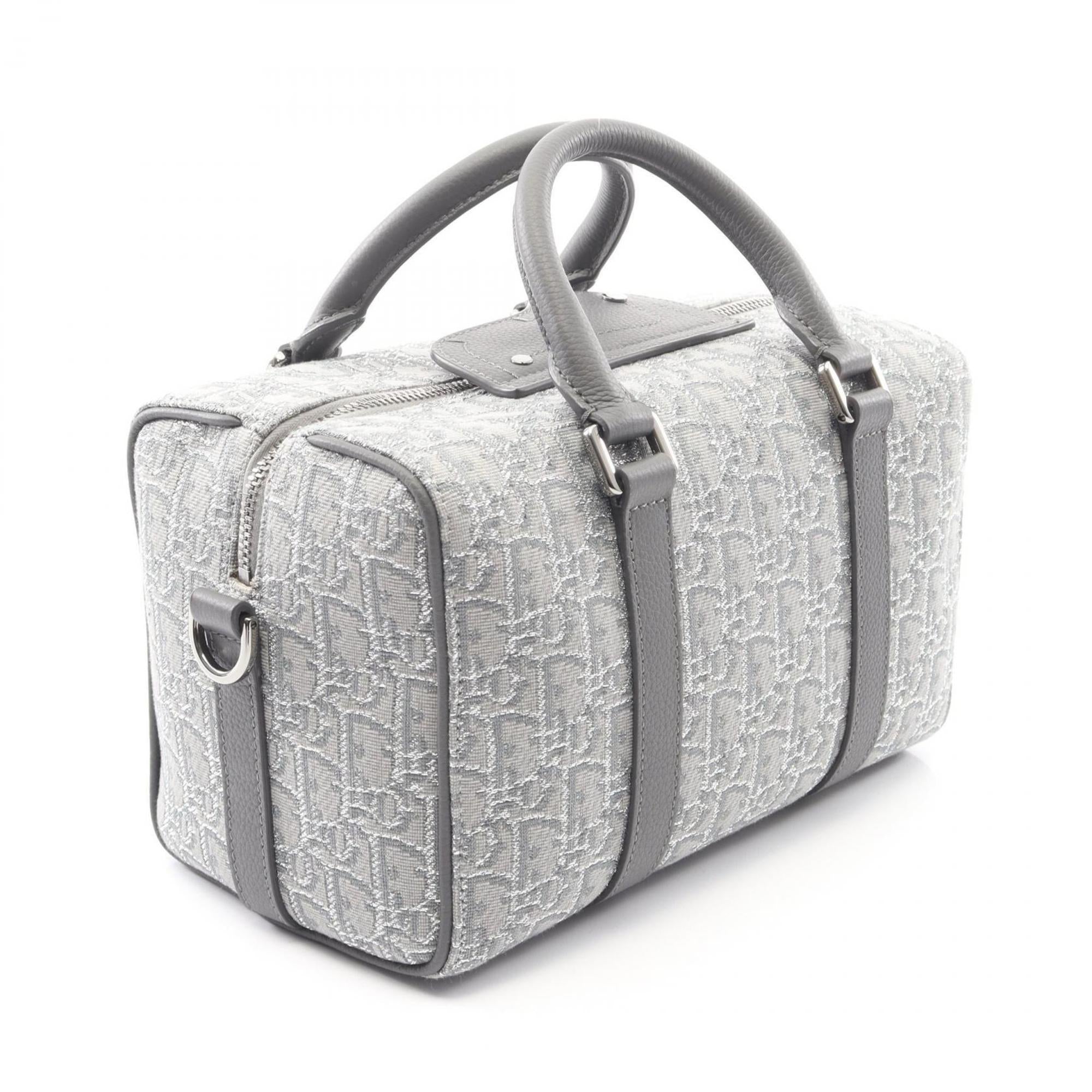 Christian Dior Gray Canvas Leather Handbag (Pre-Owned)