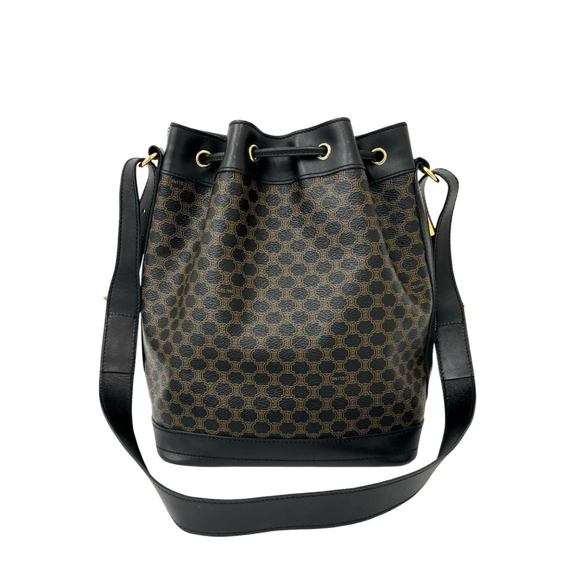 Celine Black Brown Pvc Leather Pochette Shoulder Bag (Pre-Owned)