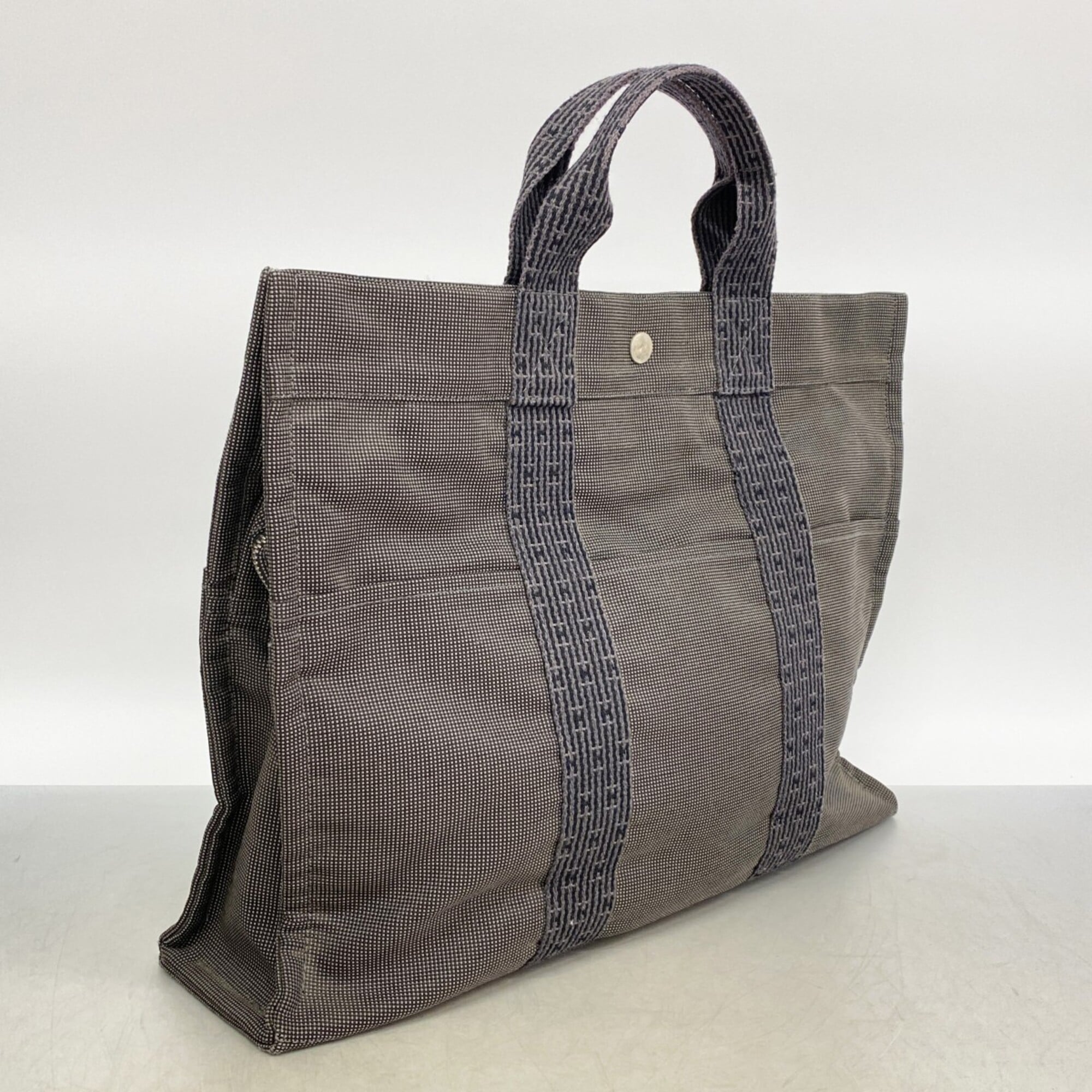 Hermes Gray Canvas Tote Bag (Pre-Owned)