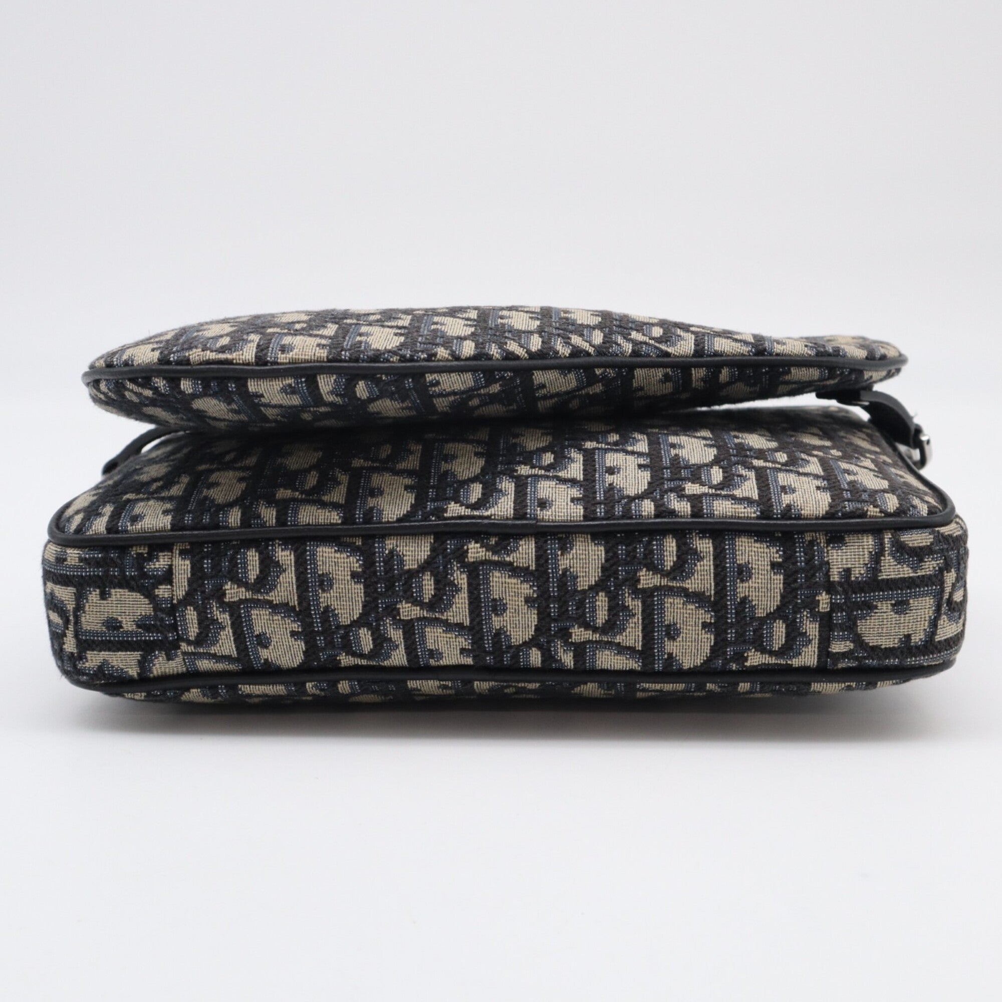 Christian Dior Beige Navy Cotton Leather Shoulder Bag (Pre-Owned)