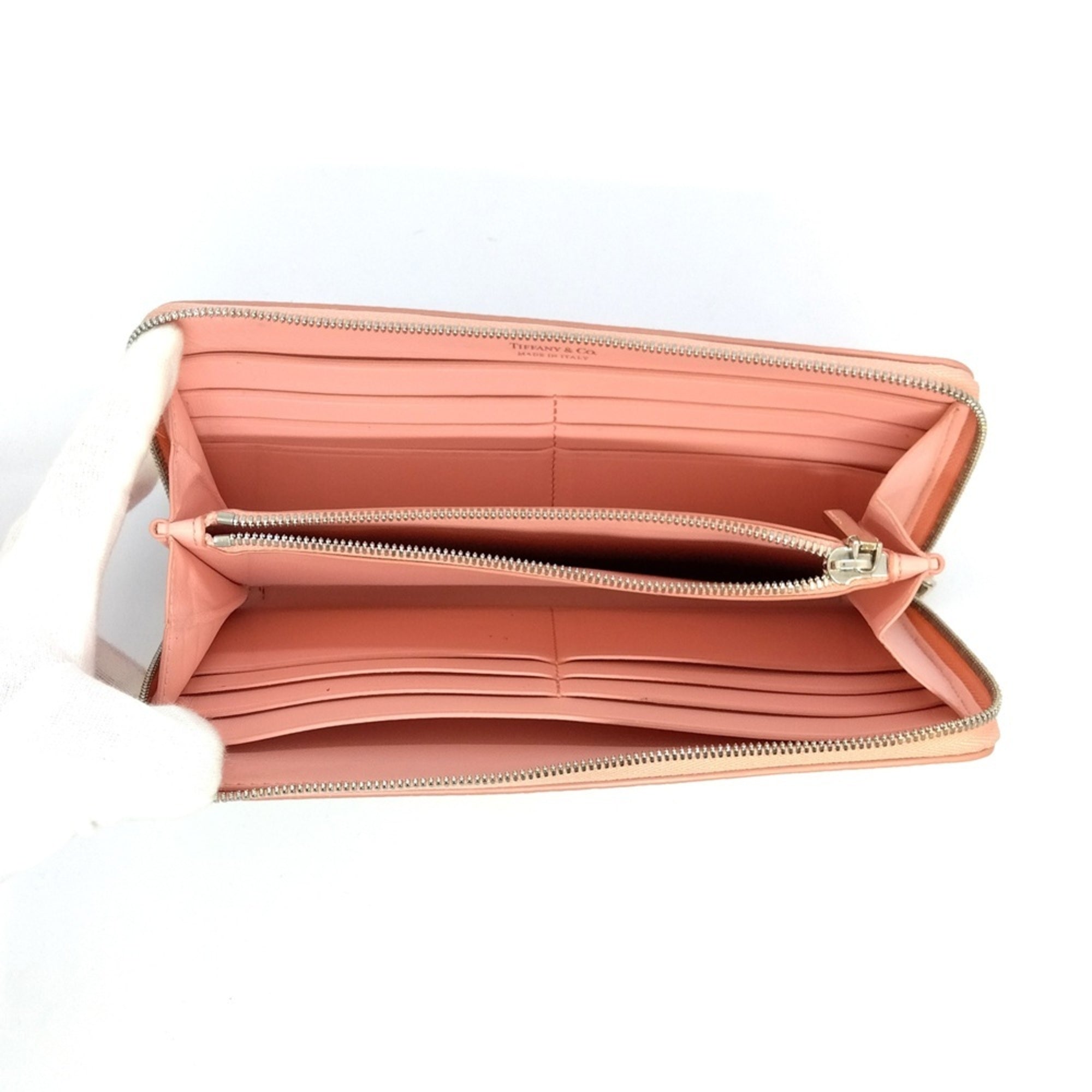 Tiffany Pink Leather Long Wallet (Bi-Fold) (Pre-Owned)