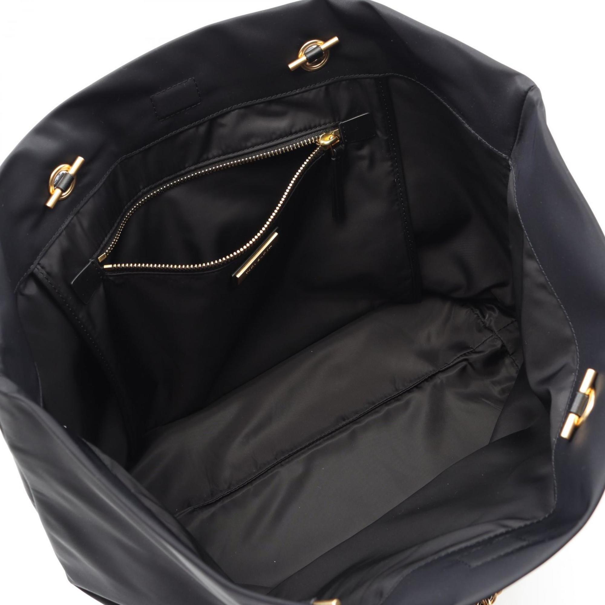 Tory Burch Black Leather Nylon Tote Bag (Pre-Owned)