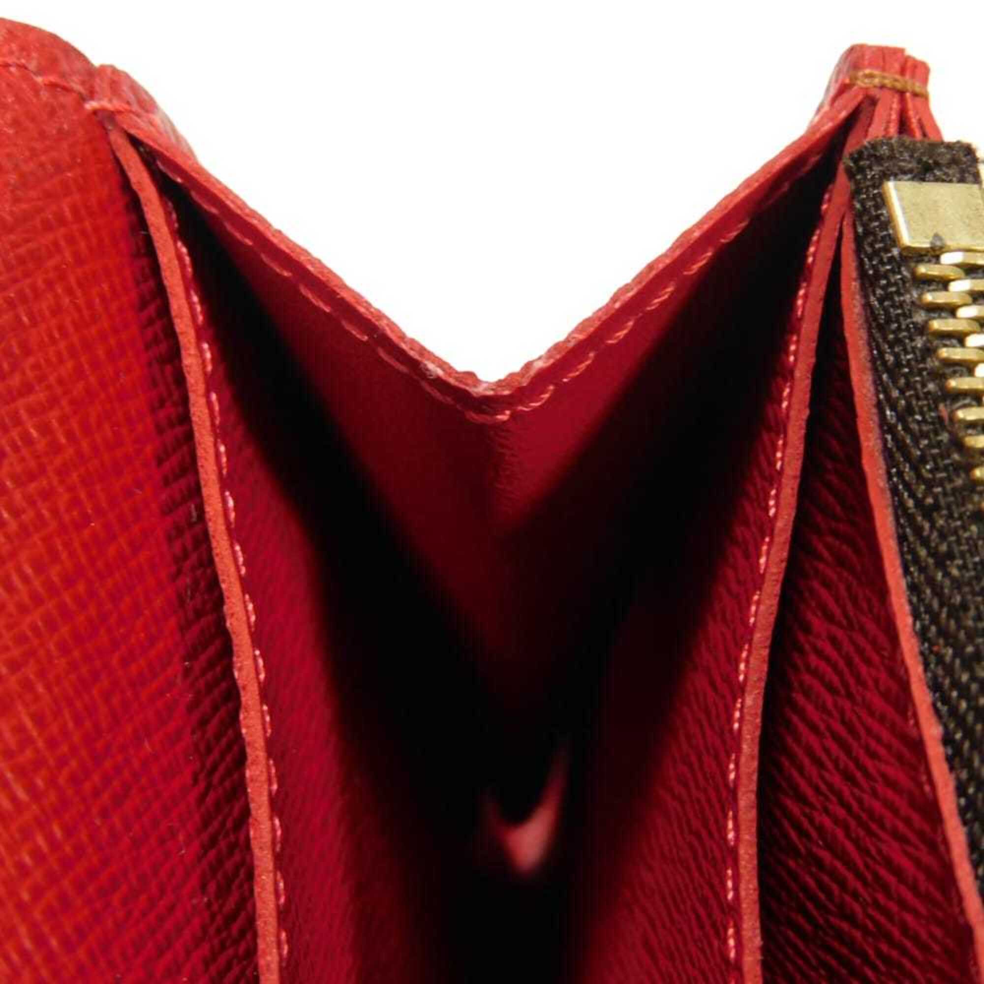 Louis Vuitton Brown Cerise Damier Canvas Ebene Red Color Damier Canvas Long Wallet (Bi-Fold) (Pre-Owned)
