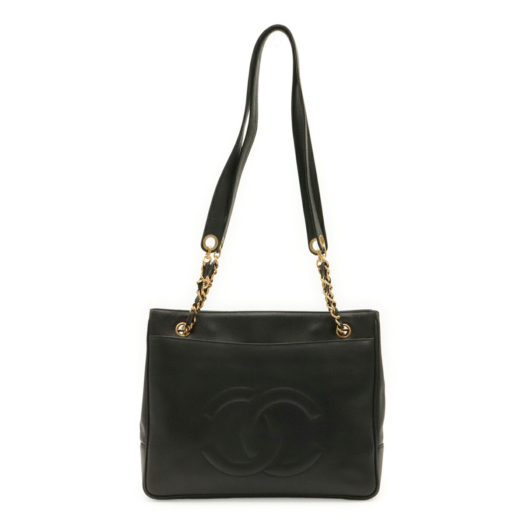 Chanel Black Grained Calfskin Shoulder Bag Tote Bag (Pre-Owned)